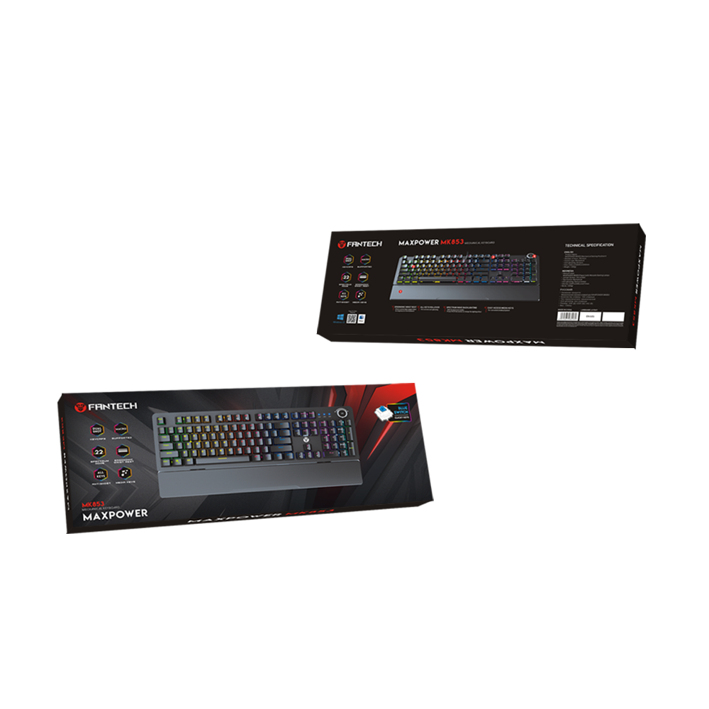 Fantech Gaming PC Mechanical Keyboard RGB Backlit Anti-Ghosting Key with Wrist Rest (MK853)