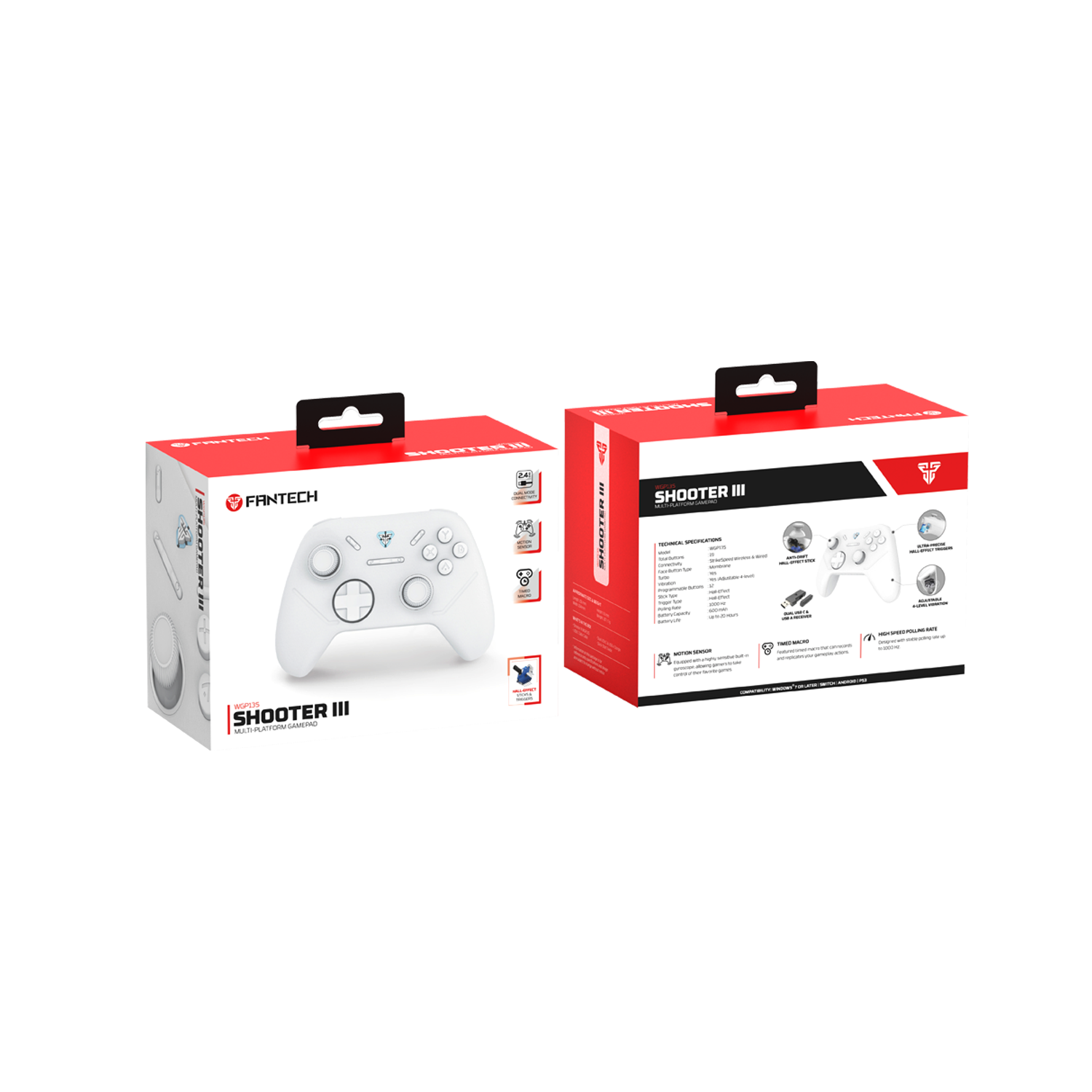 Fantech Wireless Gaming Controller Gamepad Multi-platform Hall-Effect (SHOOTER III WGP13S)
