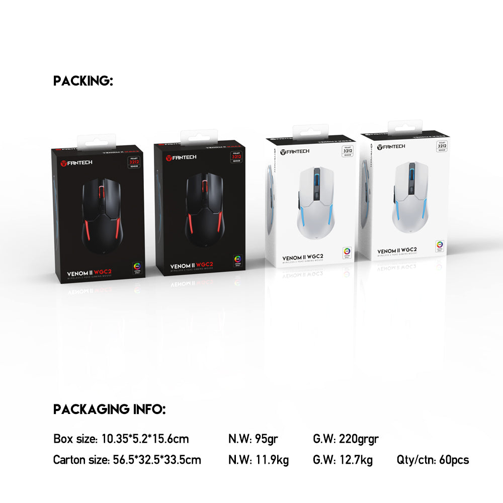 Fantech 2.4Ghz Wireless Gaming PC Mouse Adjustable 2400 DPI Computer Mouse (WGC2)