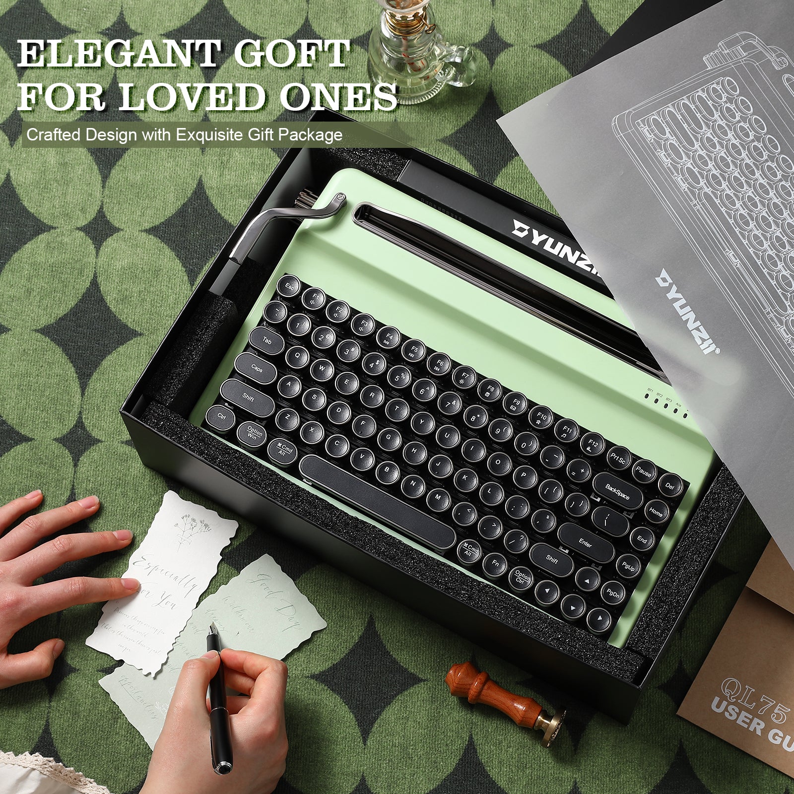 YUNZII QL75 Retro Typewriter QMK/VIA Wireless Mechanical Keyboard