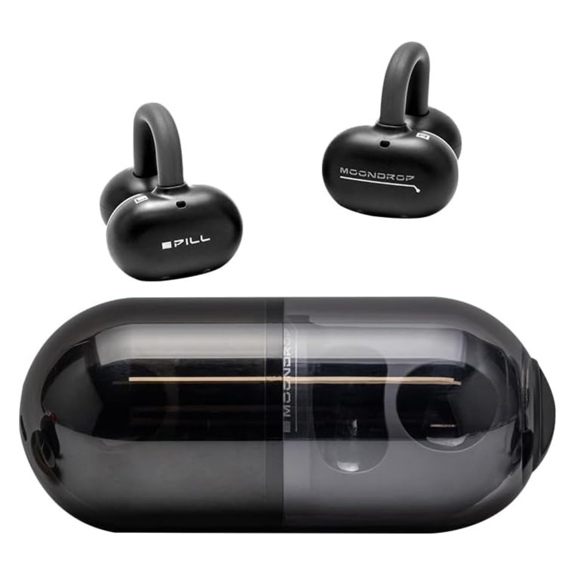 MOONDROP Pill OWS Open-Ear Wireless Earbuds Ear Clip Design with AI ENC & IPX4 Water Resistance (Black)