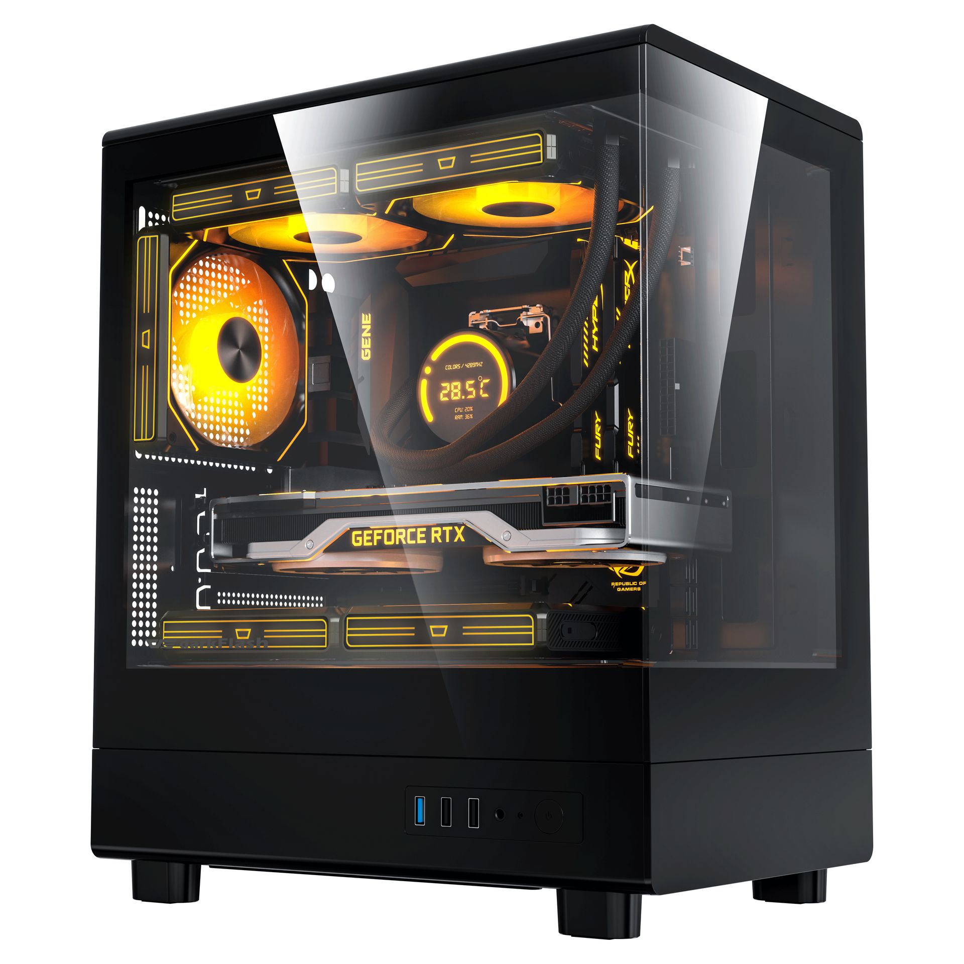 DarkFlash DB330M PC Case M-ATX Computer Case Transparent Glass Panel without Fan