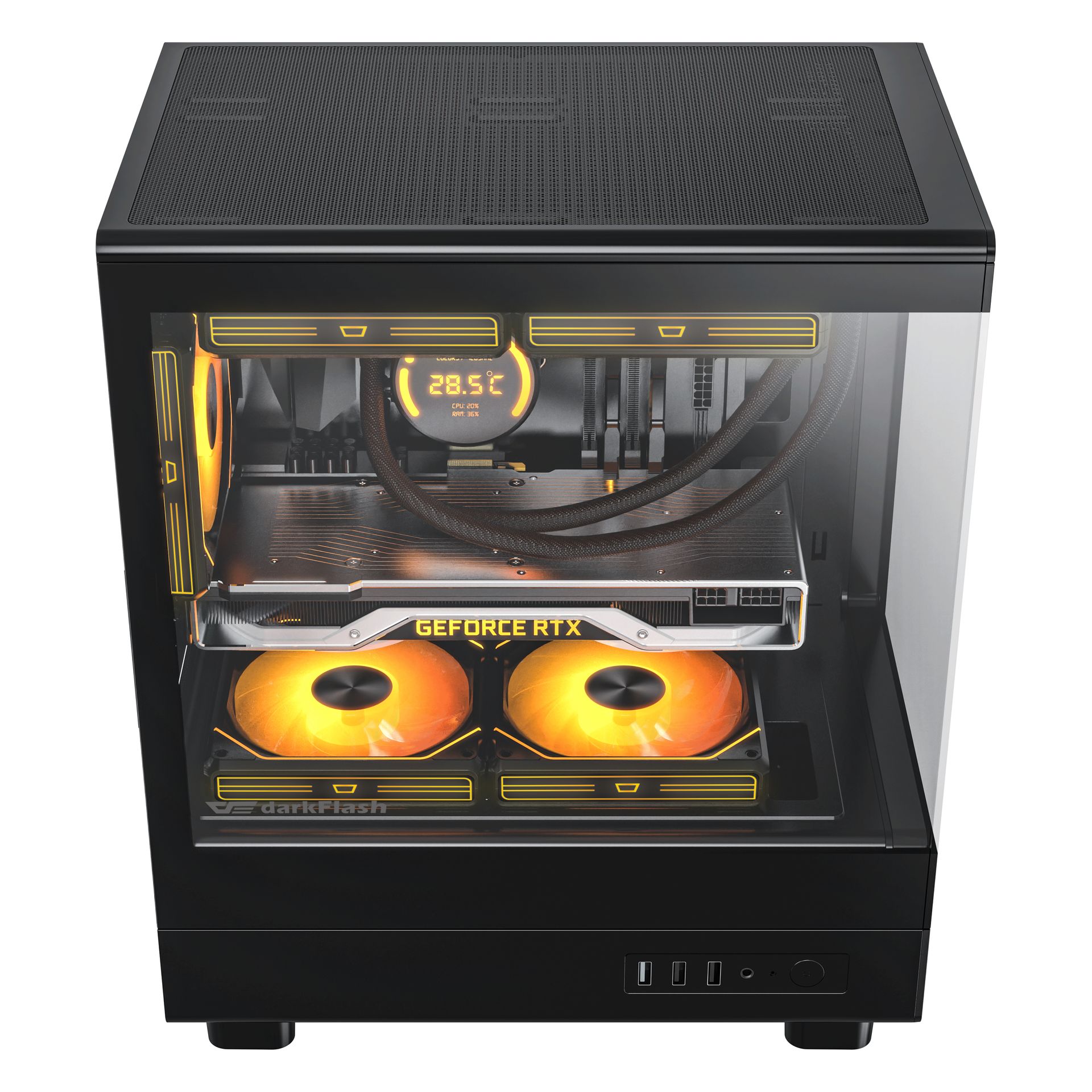 DarkFlash DB330M PC Case M-ATX Computer Case Transparent Glass Panel without Fan