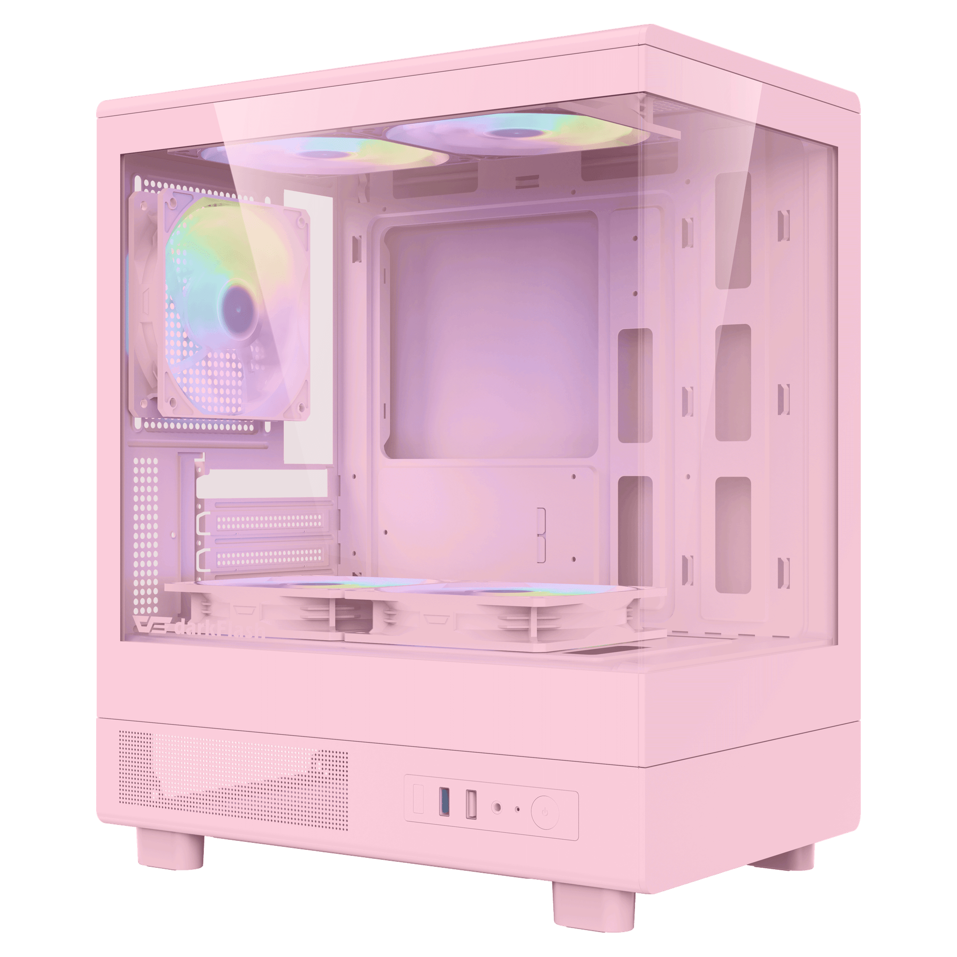 DarkFlash Gaming Pink PC Case Mini ATX Computer Tower with 5 Fans