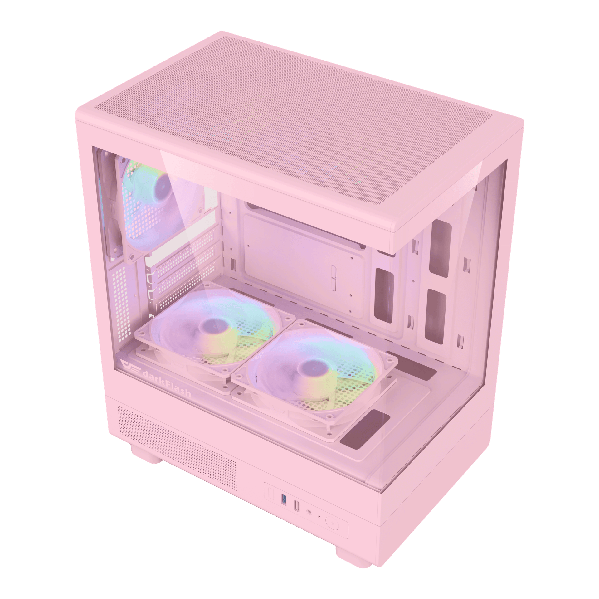 DarkFlash Gaming Pink PC Case Mini ATX Computer Tower with 5 Fans
