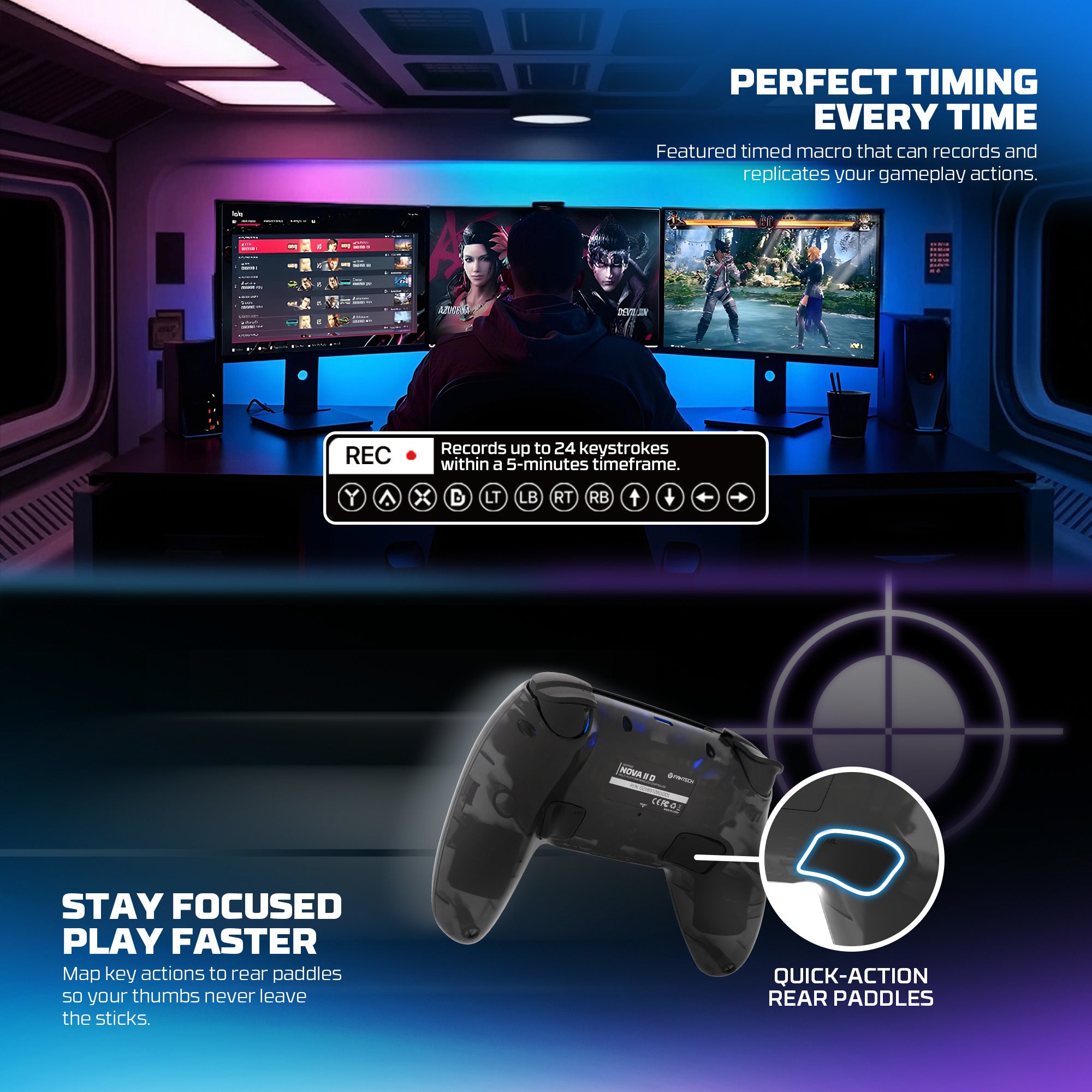 Fantech NOVA II D Wireless PS5/PC Gaming Controller with Touchpad