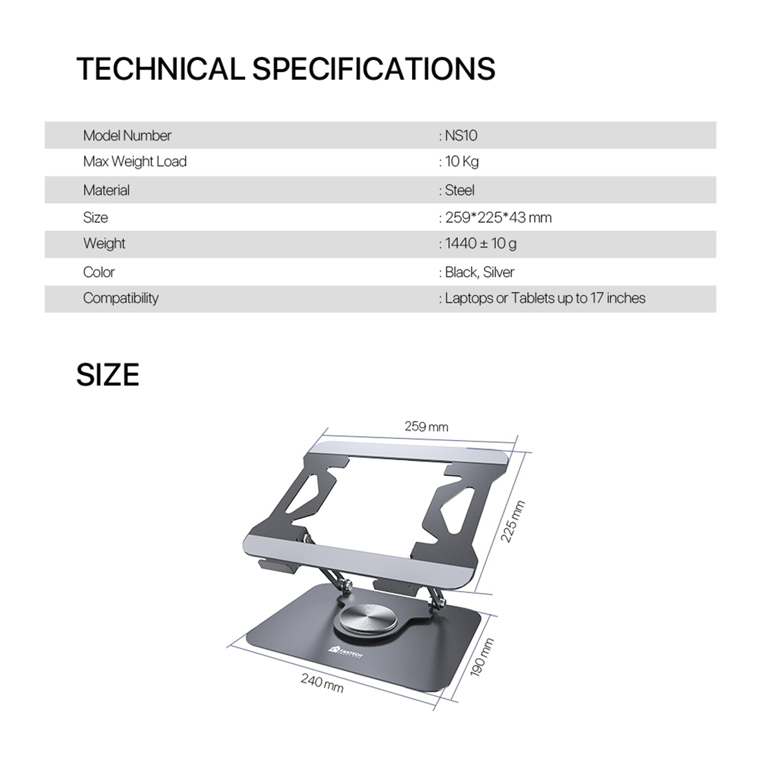 Fantech Note Book Stand with 360° Rotating Base (NS10)