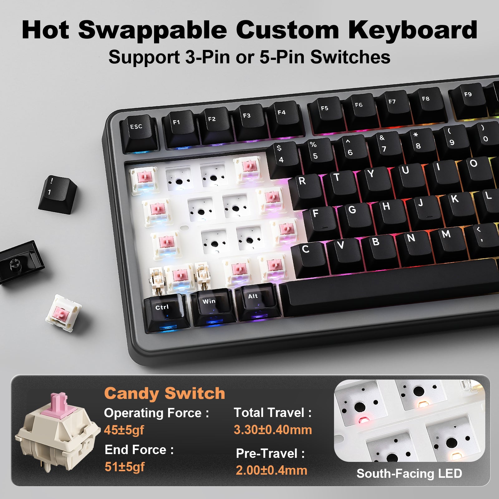 YUNZII B75 PRO MAX QMK/VIA Knob TFT Screen Wireless Mechanical Keyboard