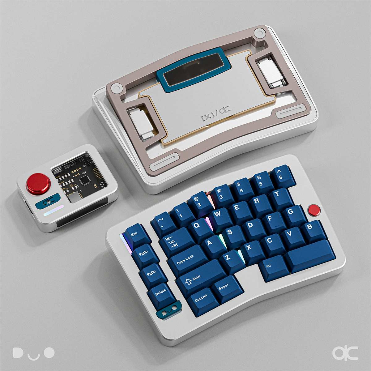Qwertykeys QK Alice Duo Custom Split Wireless Mechanical Keyboard Base with Color Matched Wrist Rest