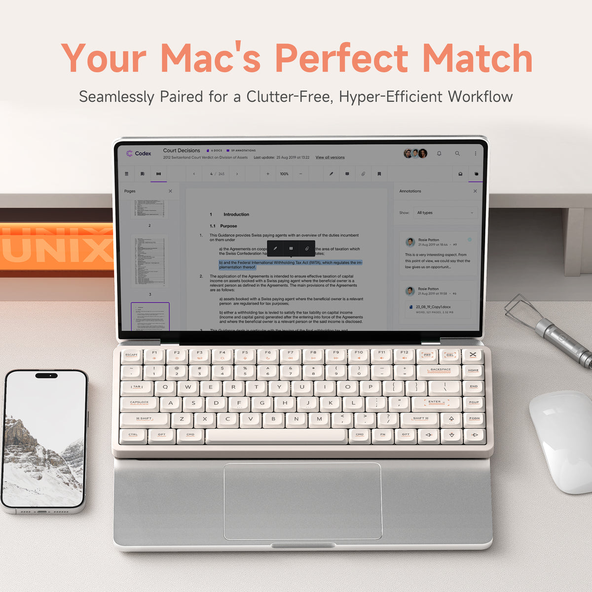 IQUNIX Magi96 Low Profile Aluminum Wireless Mechanical Keyboard - Gold Red Switch (Ochre White)