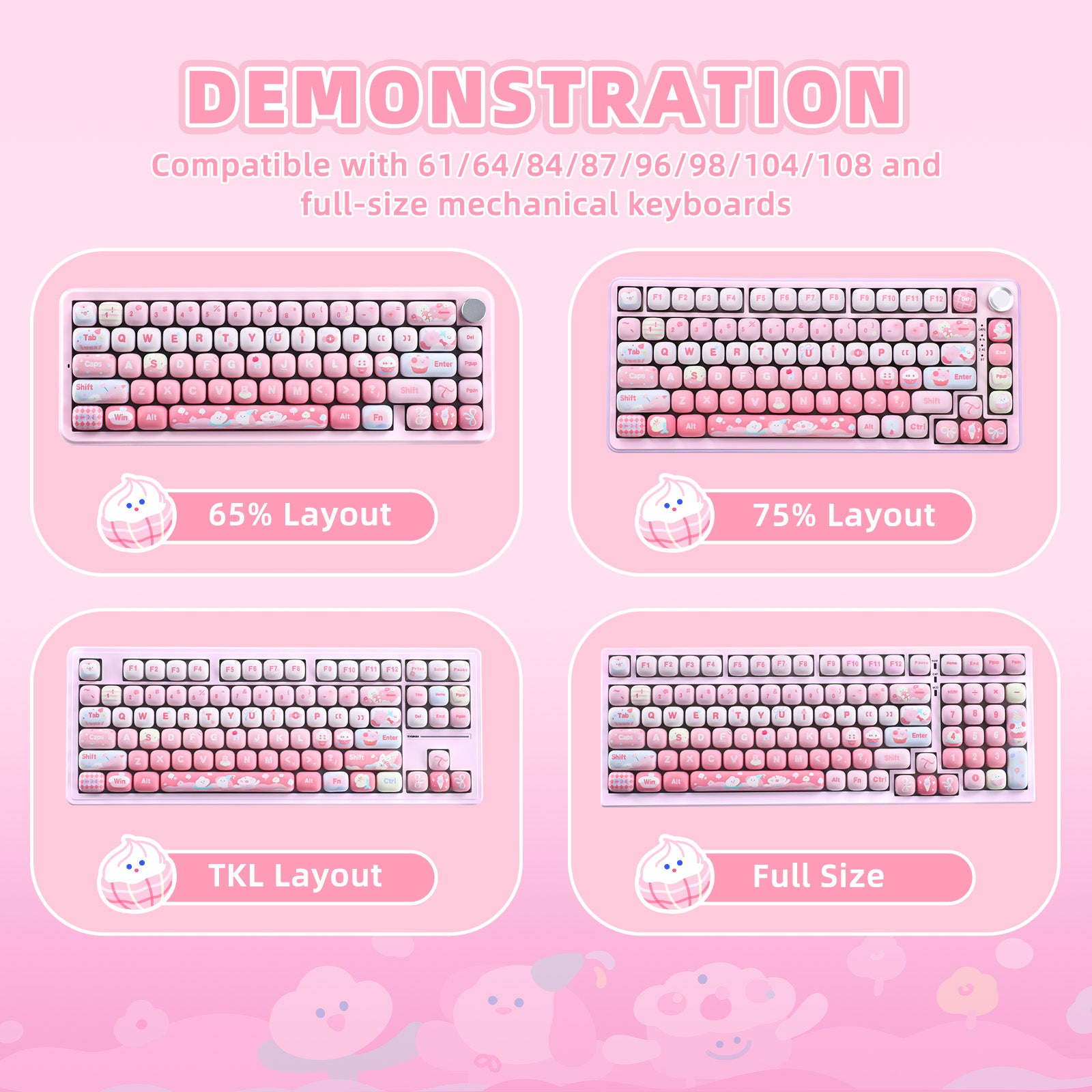 YUNZII Ice Cream MOG Profile PBT Keycap Set - 138 keys