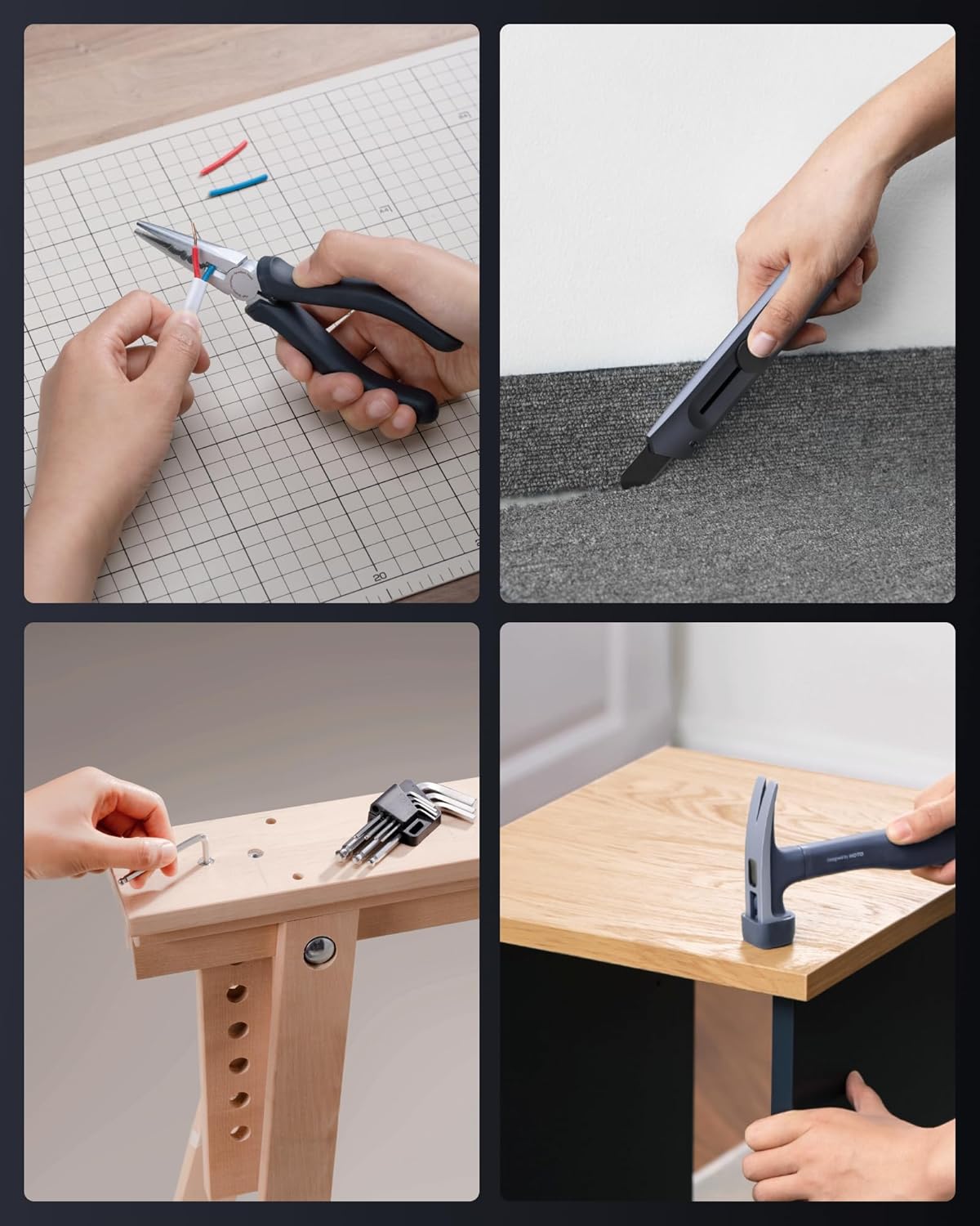 HOTO 40PC Household Tool Kit with Electric Screwdriver 14 Tools & 26 Accessories