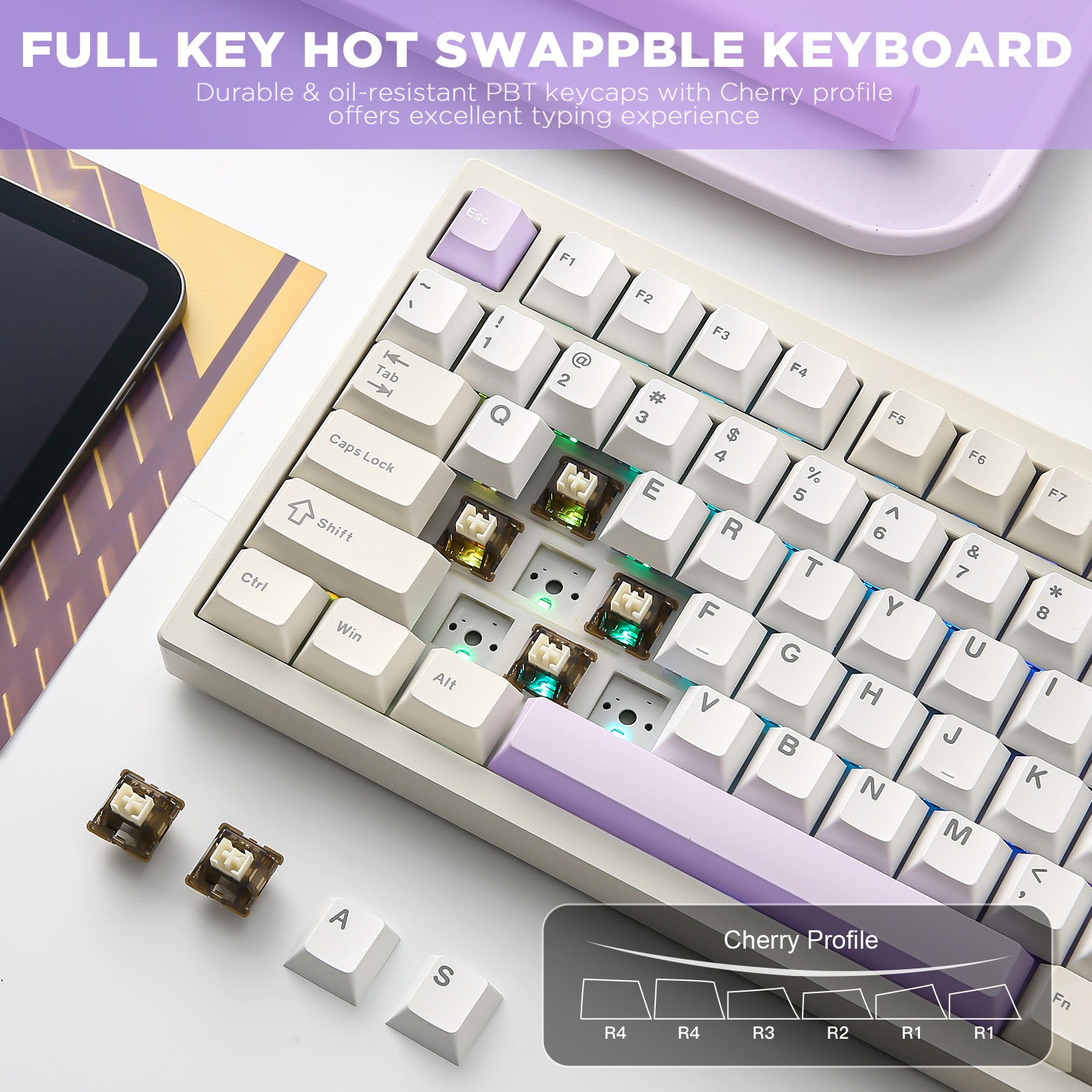 YUNZII AL80 QMK Aluminum Wireless Mechanical Keyboard with LCD Screen