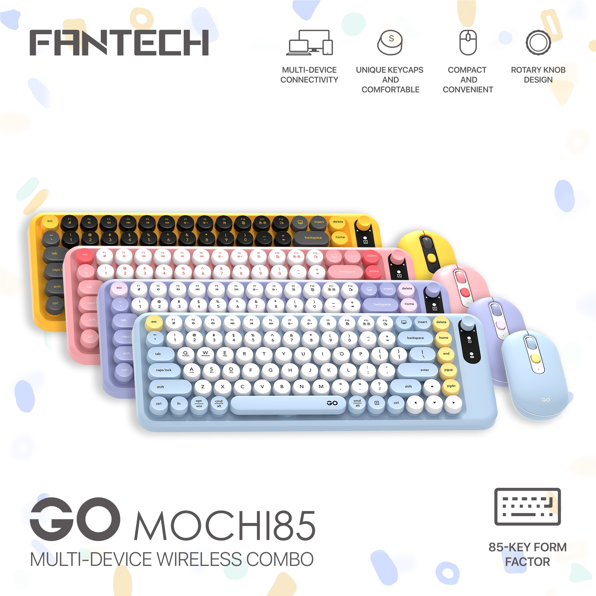 Fantech GO MOCHI85 75% Wireless Keyboard and Mouse Combo Computer Keyboard Set