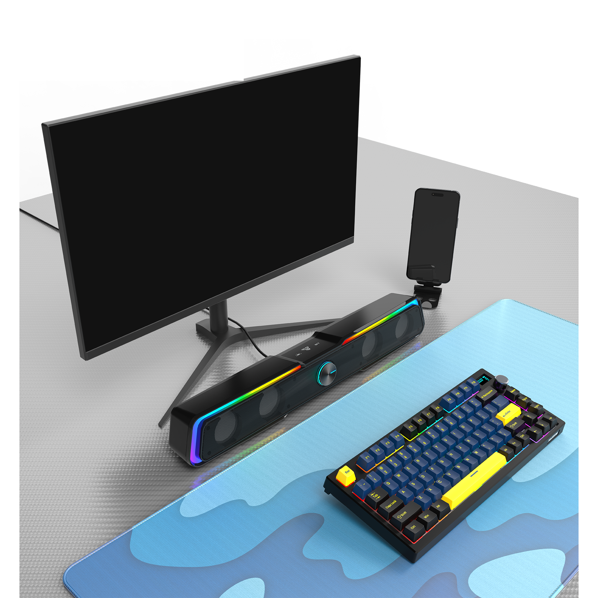 Fantech Bluetooth 5.3 Soundbar Dual mode RGB Lighting Gaming Speaker (GS305) (Black)