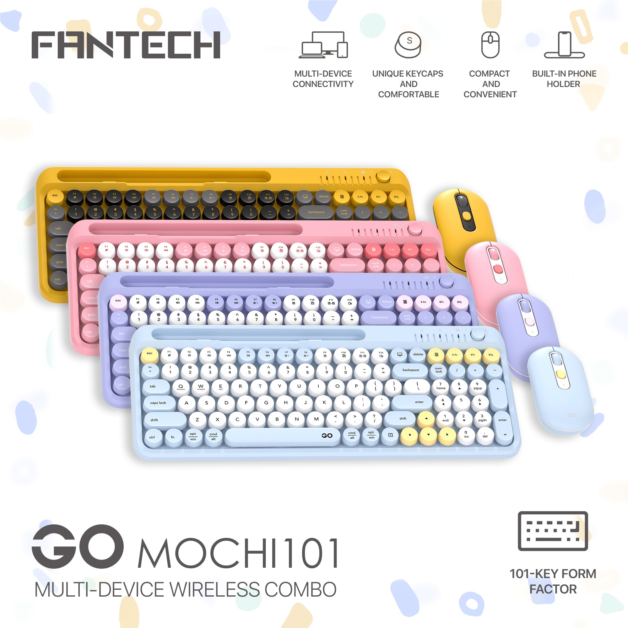 Fantech GO MOCHI101 95% Wireless Keyboard and Mouse Combo Computer Keyboard Set