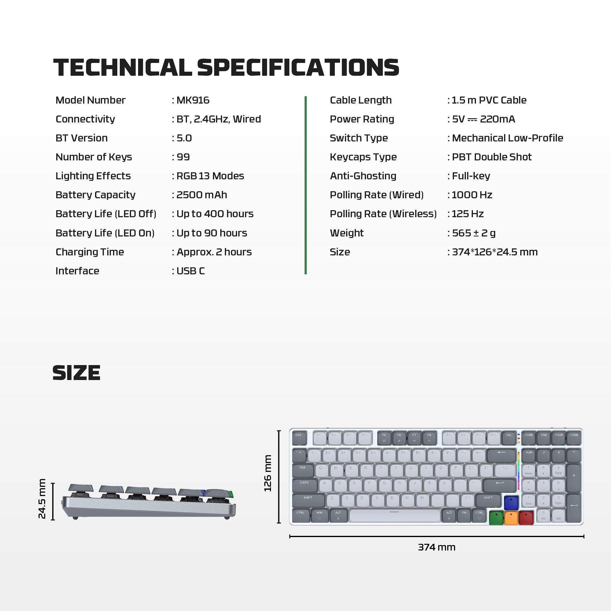 Fantech Low Profile Wireless Mechanical Keyboard (SUPER MAXFIT AIR 83/99)