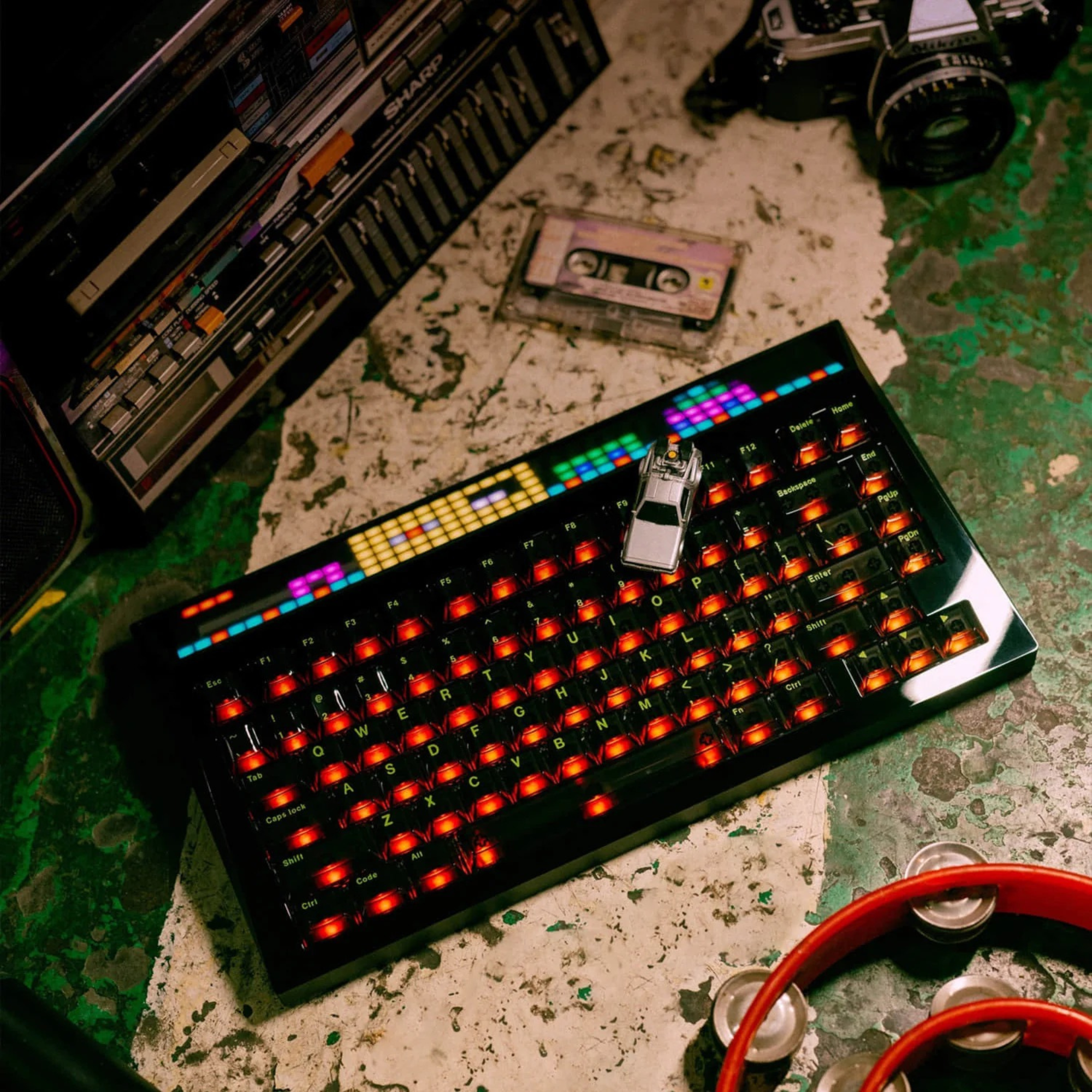 Angry Miao CYBERBOARD R2 High Gloss PVD Front Mechanical Keyboard Jet Black Bundle