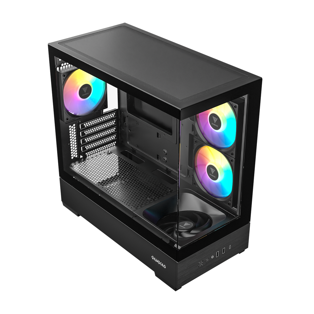 GAMDIAS ATLAS E5M M-ATX PC CASE with 3 ARGB Fans + 1 Non-RGB Fan