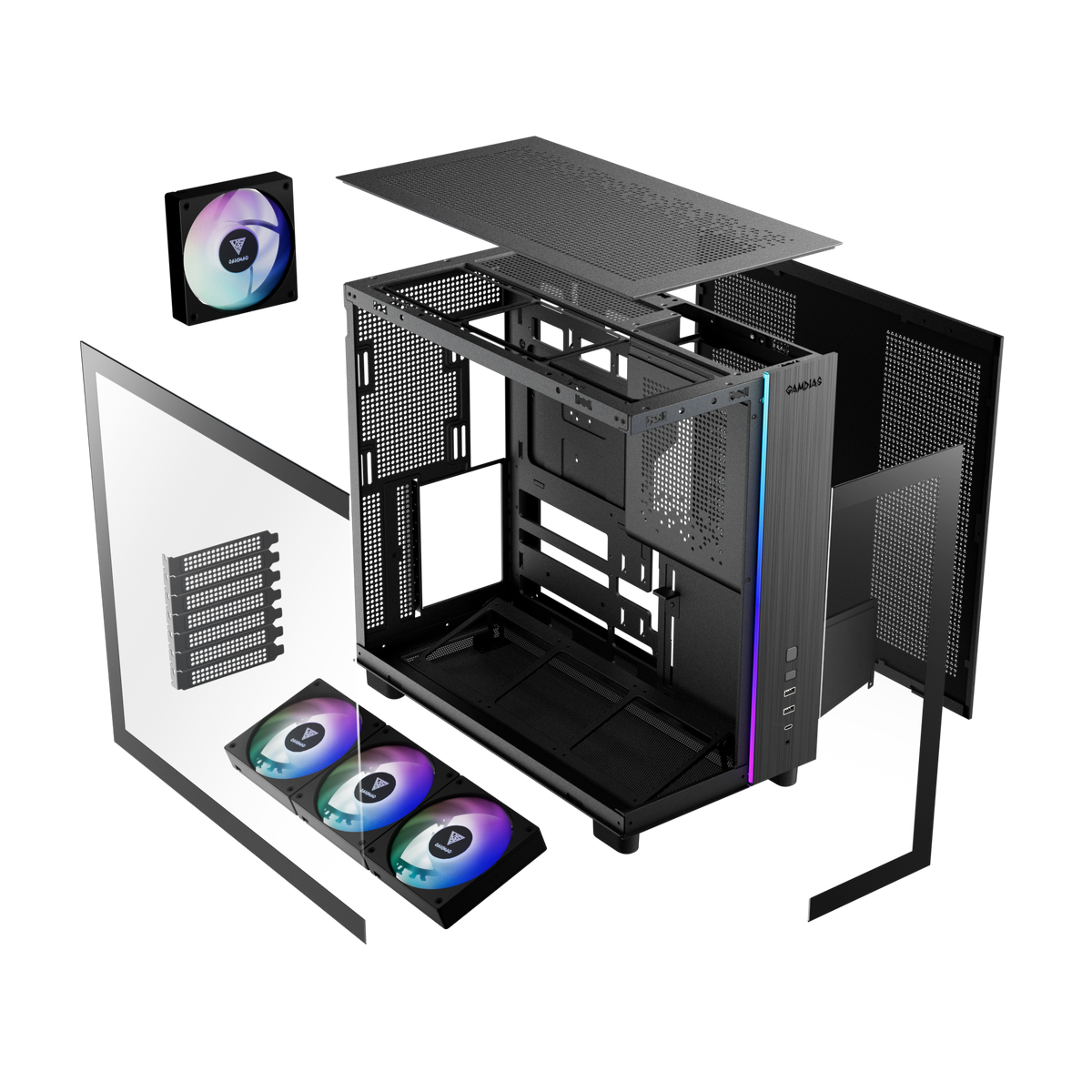 GAMDIAS ATLAS M4 ATX Mid-Tower PC CASE with 4 ARGB Fans