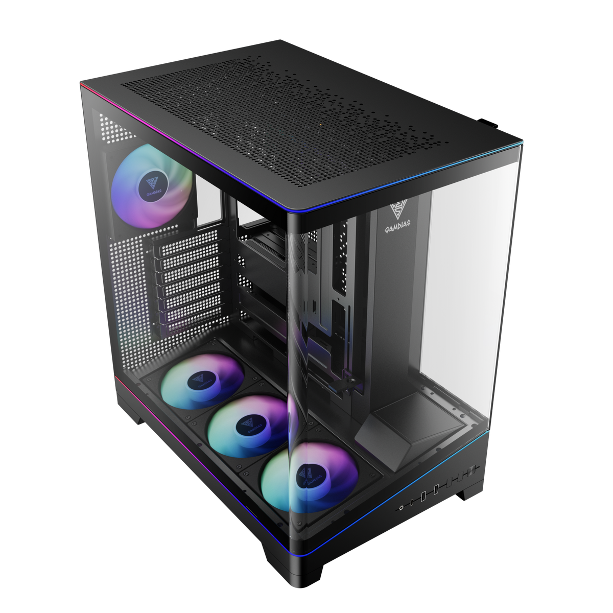 GAMDIAS ATLAS P6 CG ATX Mid-Tower PC CASE Curved Tempered Glass with 4 ARGB Fans