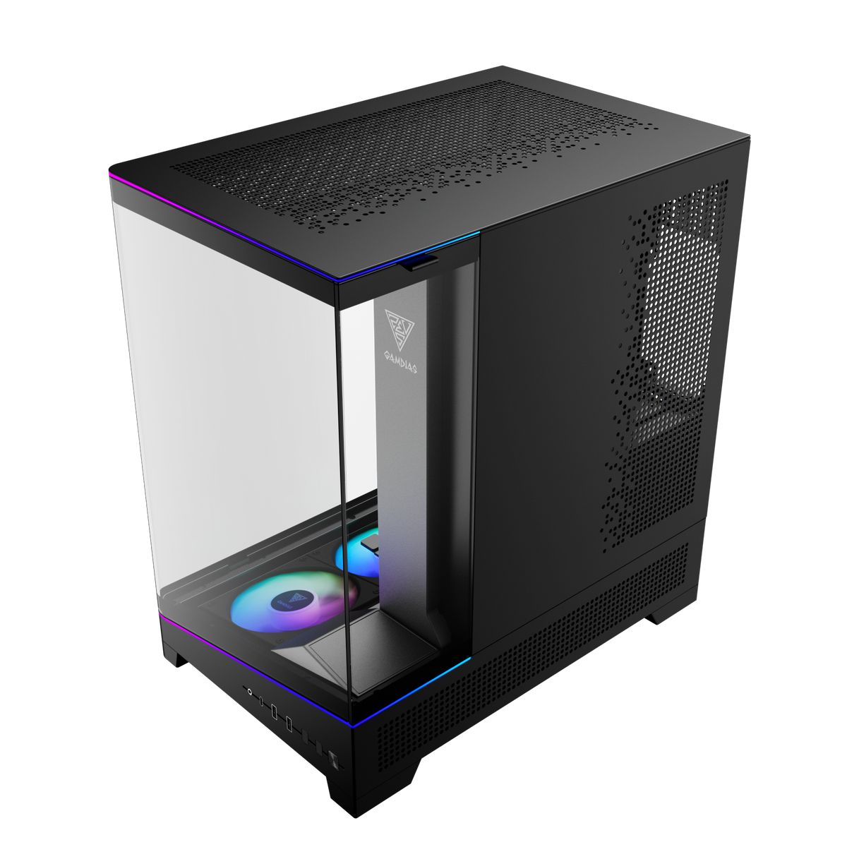 GAMDIAS ATLAS P6 CG ATX Mid-Tower PC CASE Curved Tempered Glass with 4 ARGB Fans