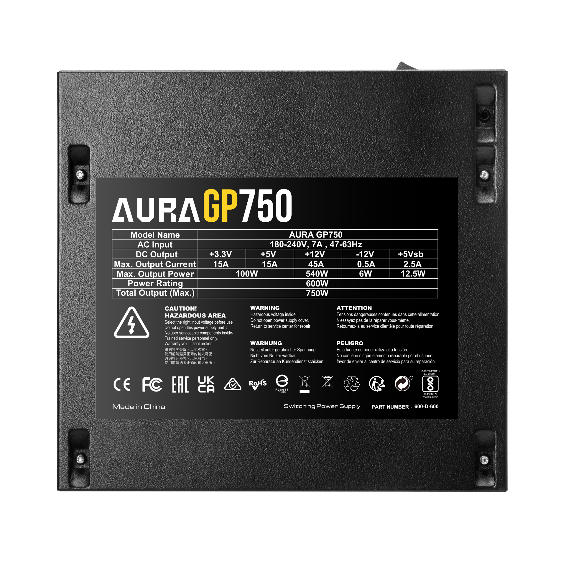 Gamdias ARUA 750W ATX12V v2.4 PSU with 120mm silent fan