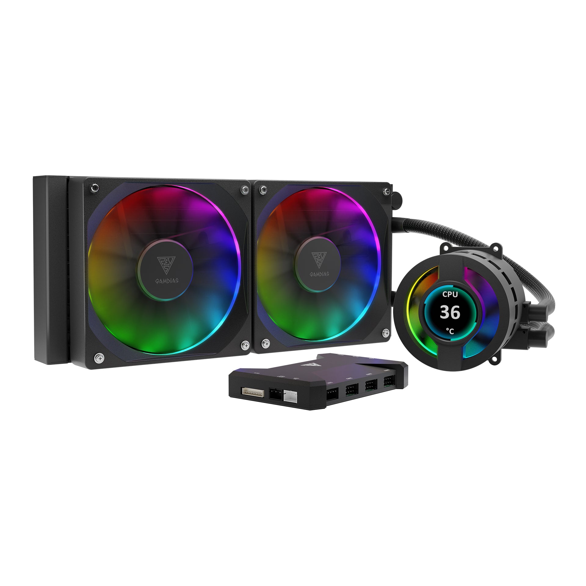 Gamdias ARGB 240mm IPS LCD Display Liquid CPU Cooler Support Intel LGA 1700/1200/1151/2011 AMD AM5/AM4