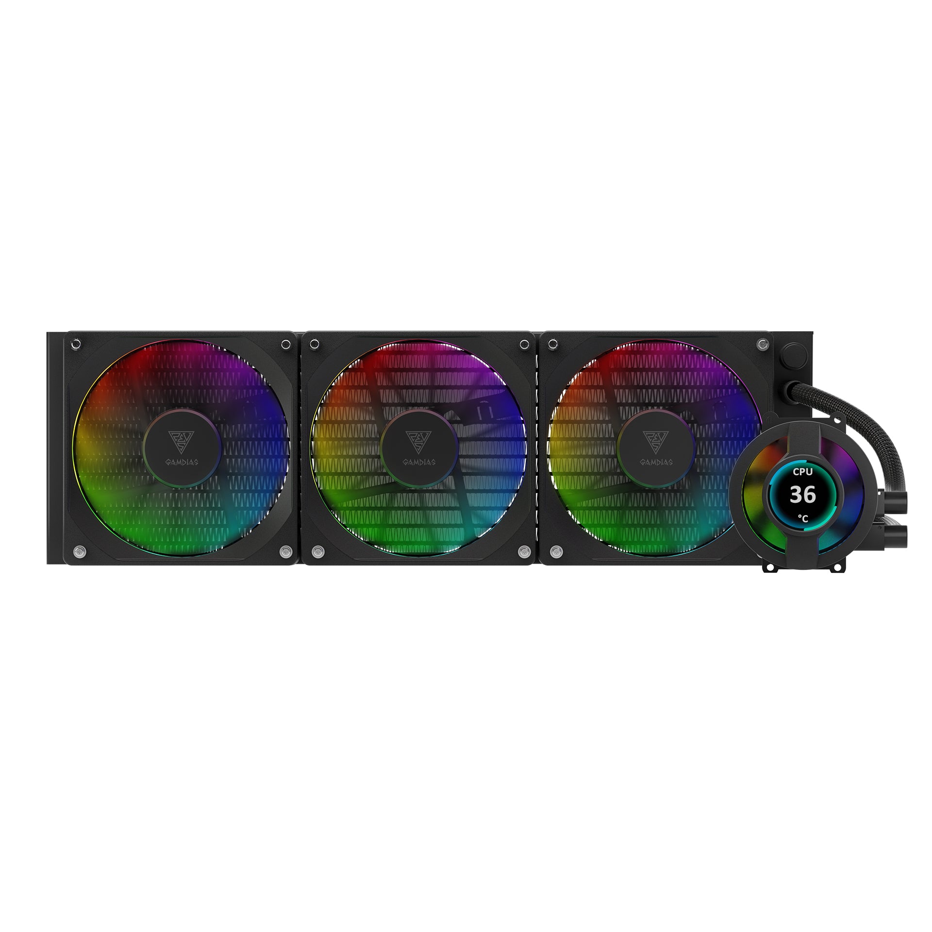 Gamdias ARGB 340mm IPS LCD Display Liquid CPU Cooler Support Intel LGA 1700/1200/1151/2011 AMD AM5/AM4
