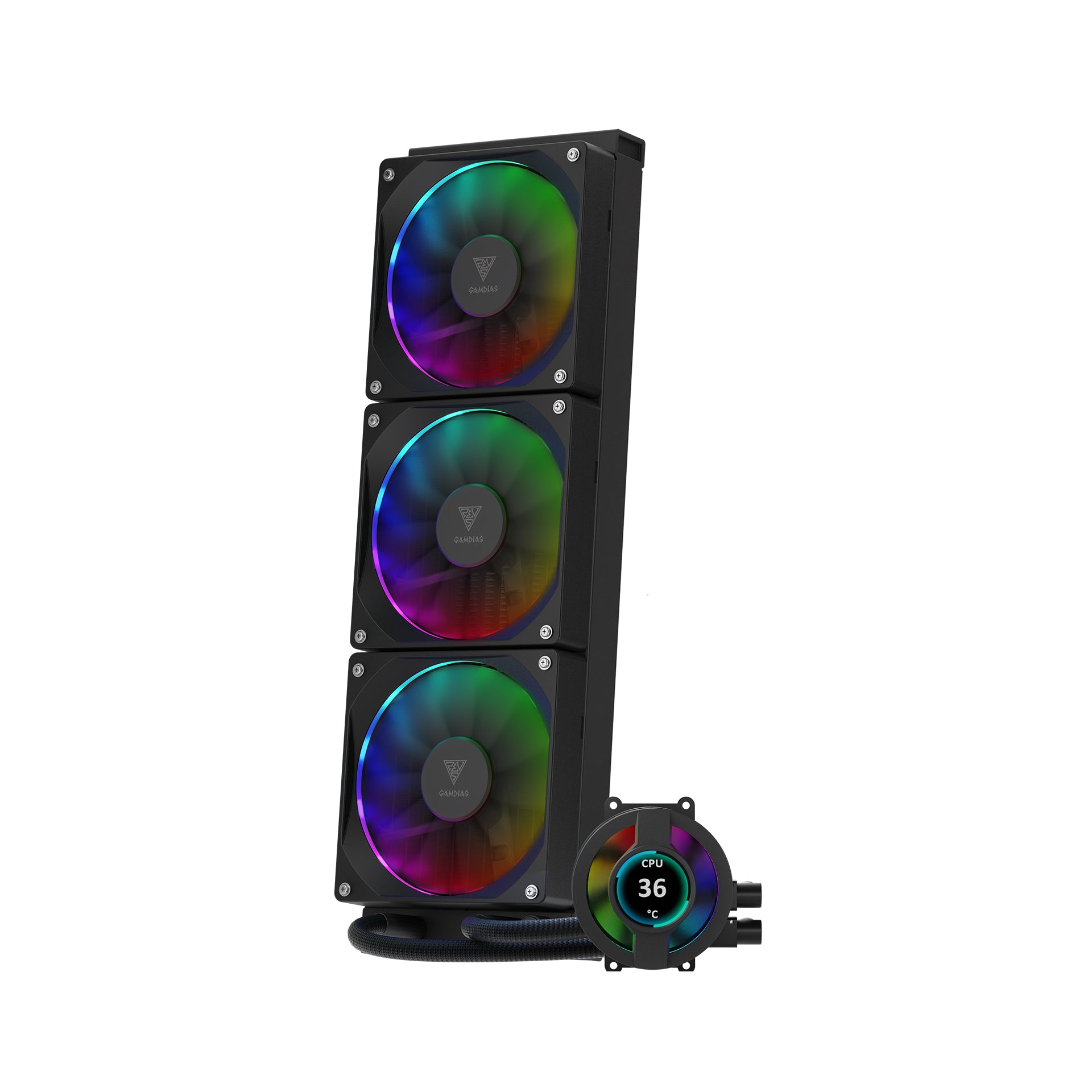 Gamdias ARGB 340mm IPS LCD Display Liquid CPU Cooler Support Intel LGA 1700/1200/1151/2011 AMD AM5/AM4