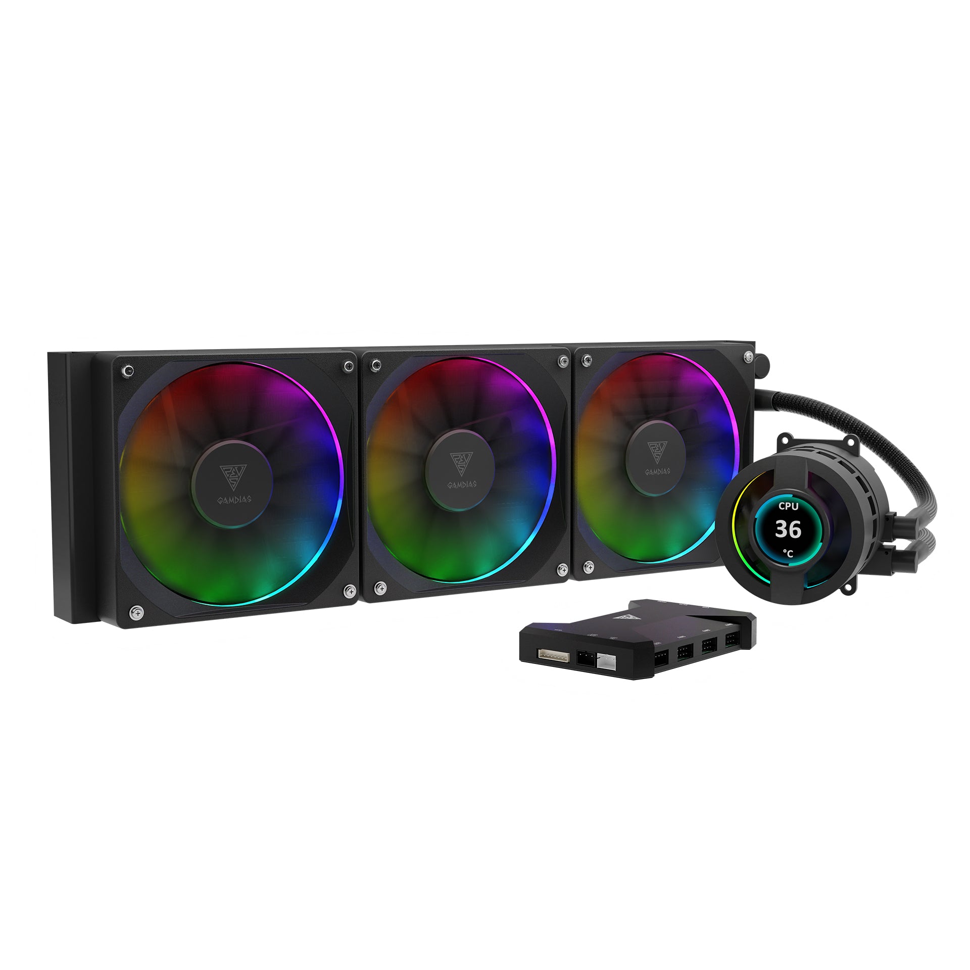 Gamdias ARGB 340mm IPS LCD Display Liquid CPU Cooler Support Intel LGA 1700/1200/1151/2011 AMD AM5/AM4