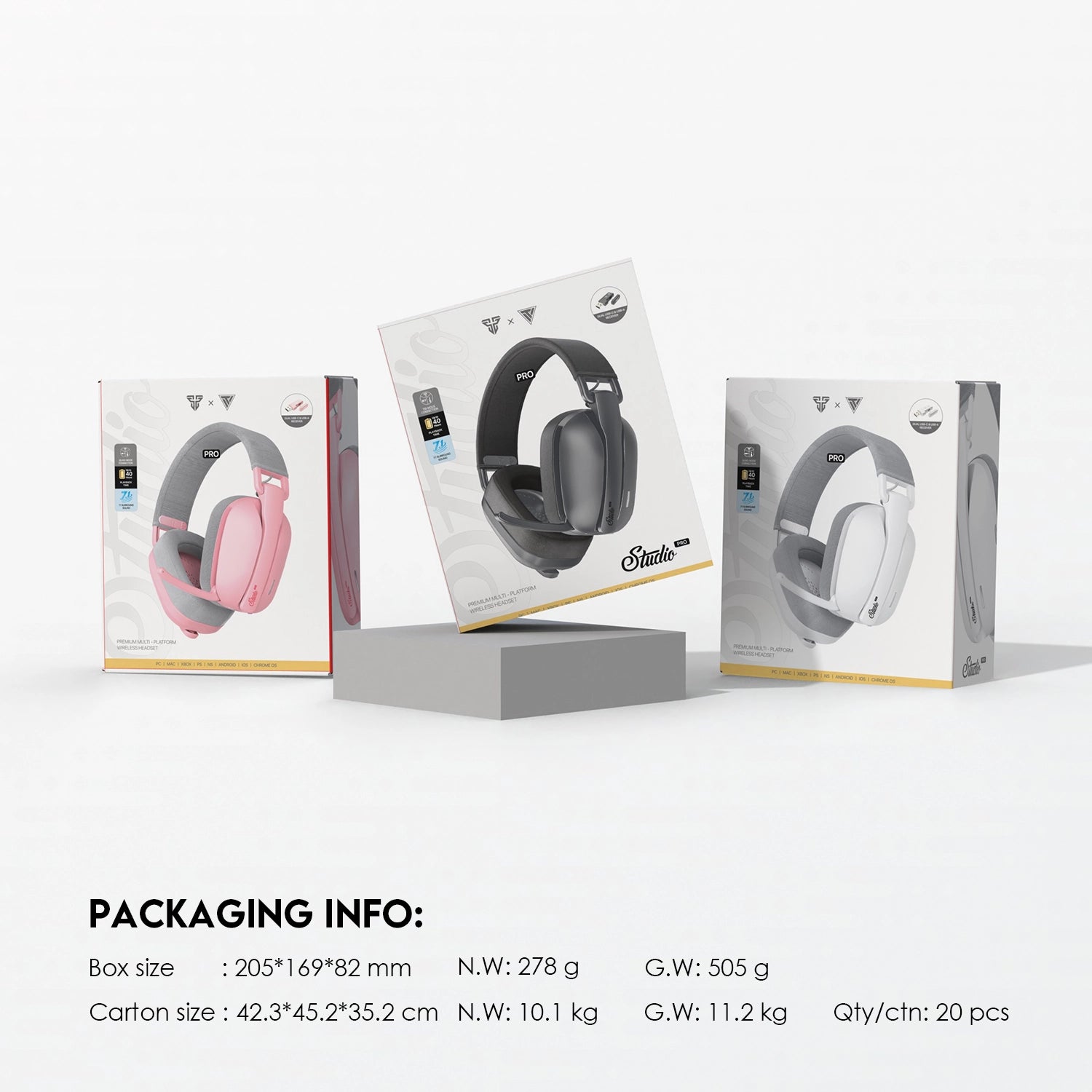 Fantech WHG03 PRO Wireless, Bluetooth, 3.5mm and wired USB-C with 7.1 Surround Sound Headset