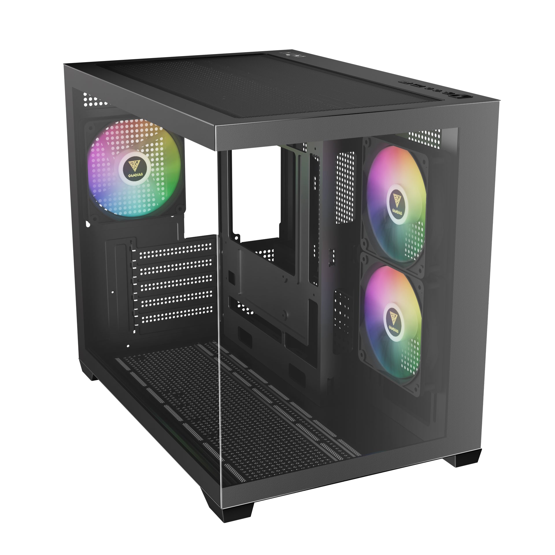 Gamdias AURA GC10M V2 M-ATX PC CASE Tempered Glass Side Panel with 3 ARGB Fans
