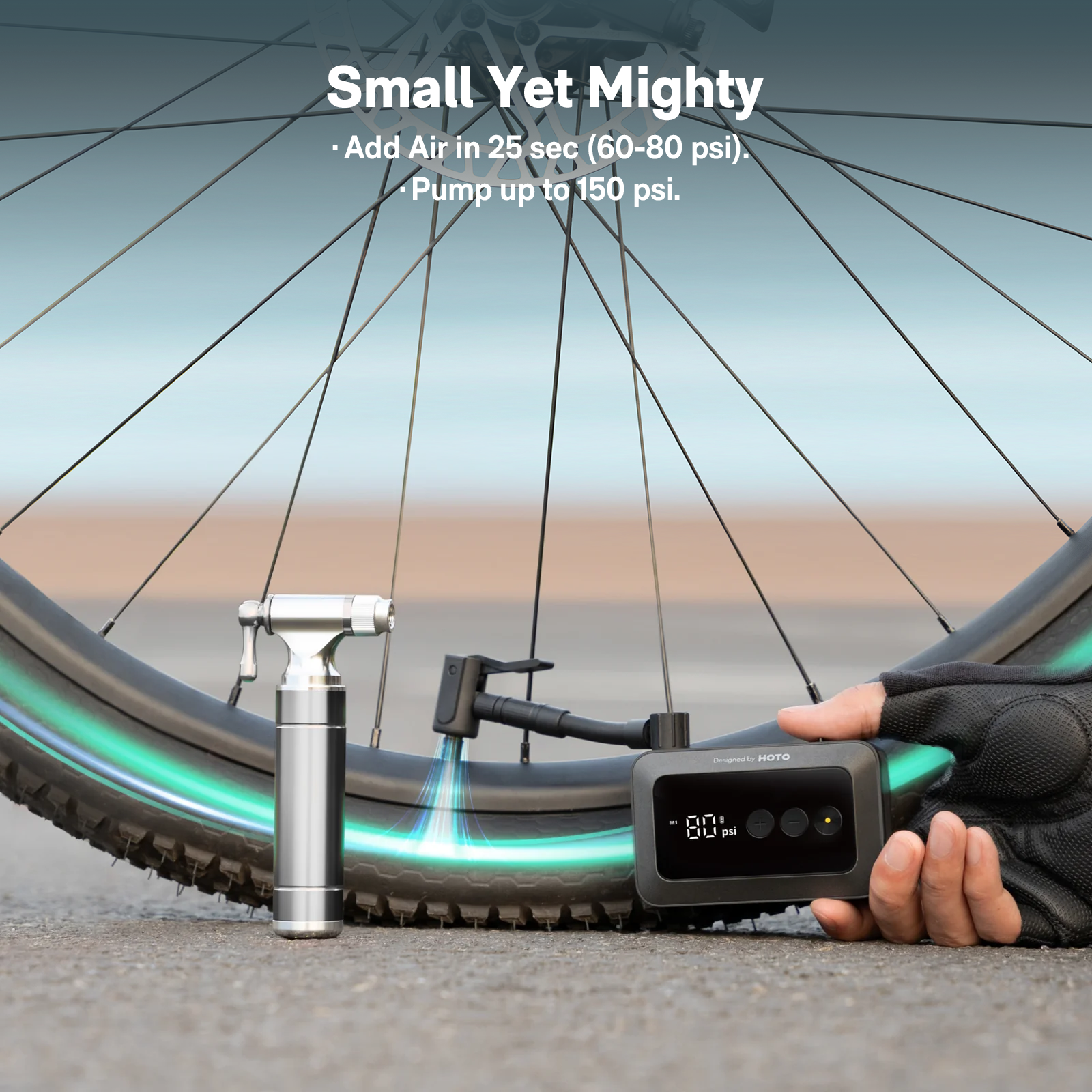 HOTO Air Pump Pocket Portable Lightweight Air Compressor for Bike