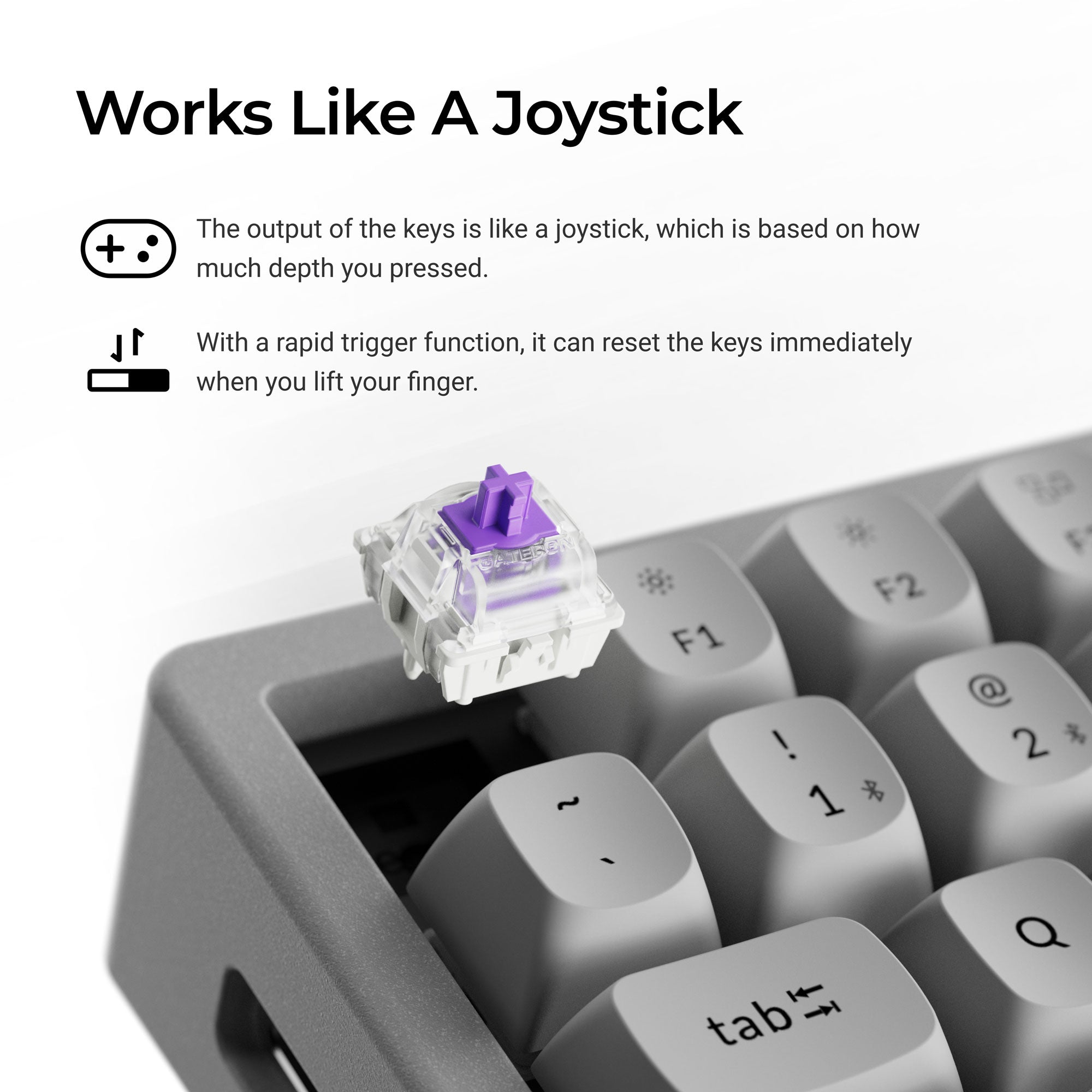 Keychron K2 HE Wireless Magnetic Switch Custom Keyboard - Concrete Edition Switch Features