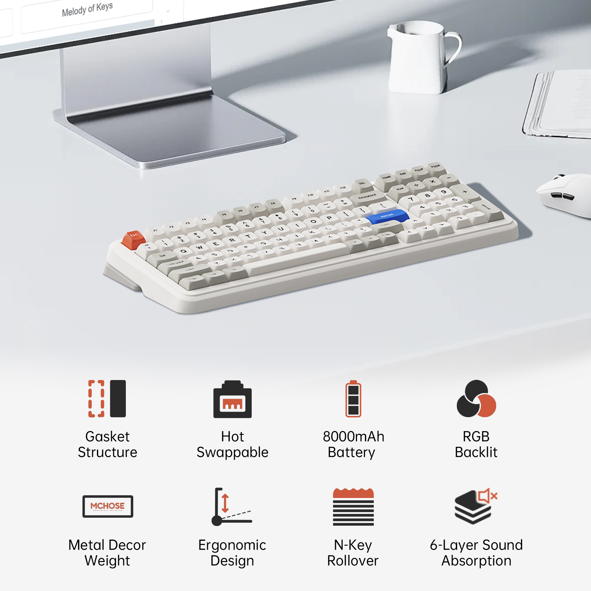 MCHOSE K99 V2 98% Hot-Swap Wireless Mechanical Keyboard