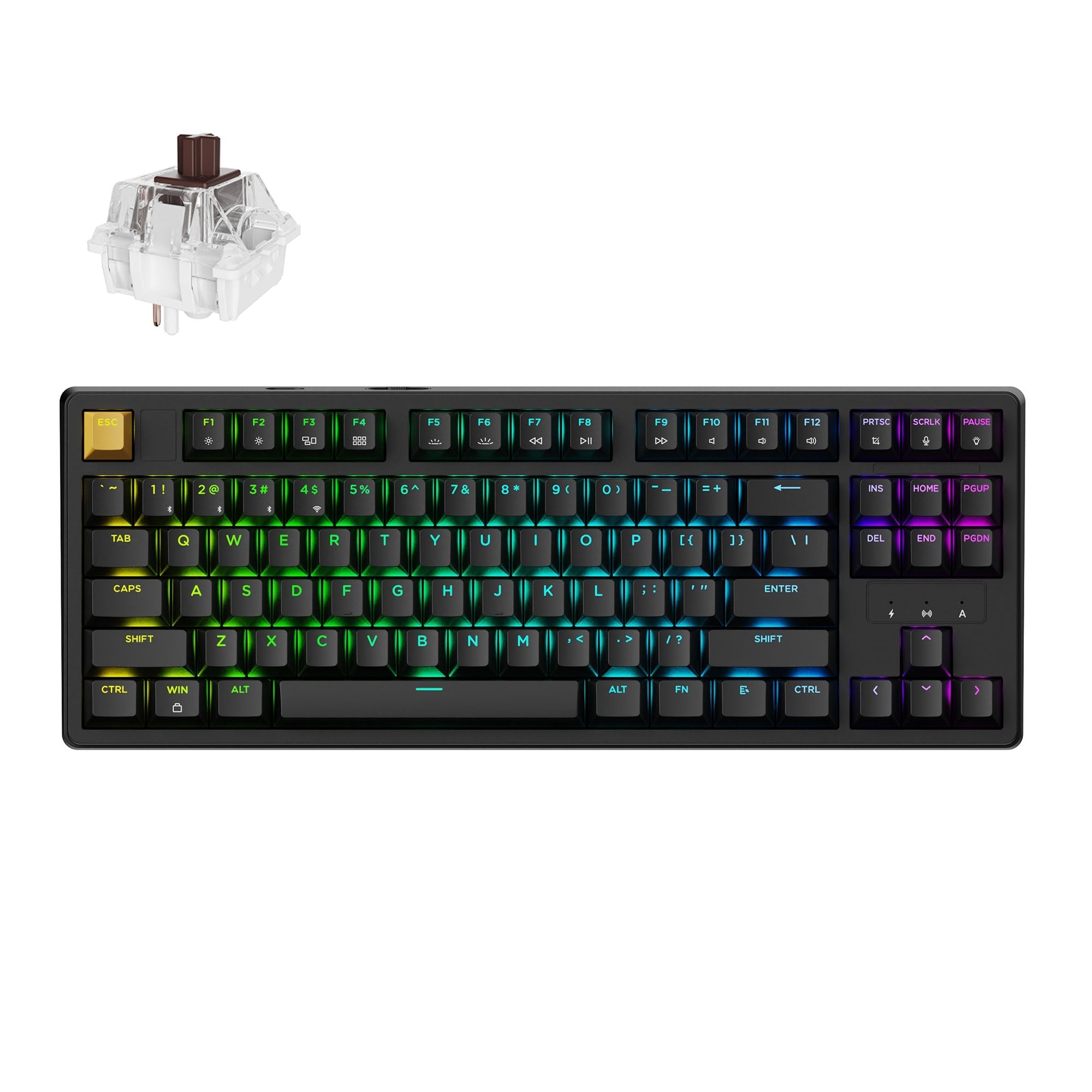 Keychron J4 QMK Wireless Custom Mechanical Keyboard RGB Backlight Black Keychron Super Brown