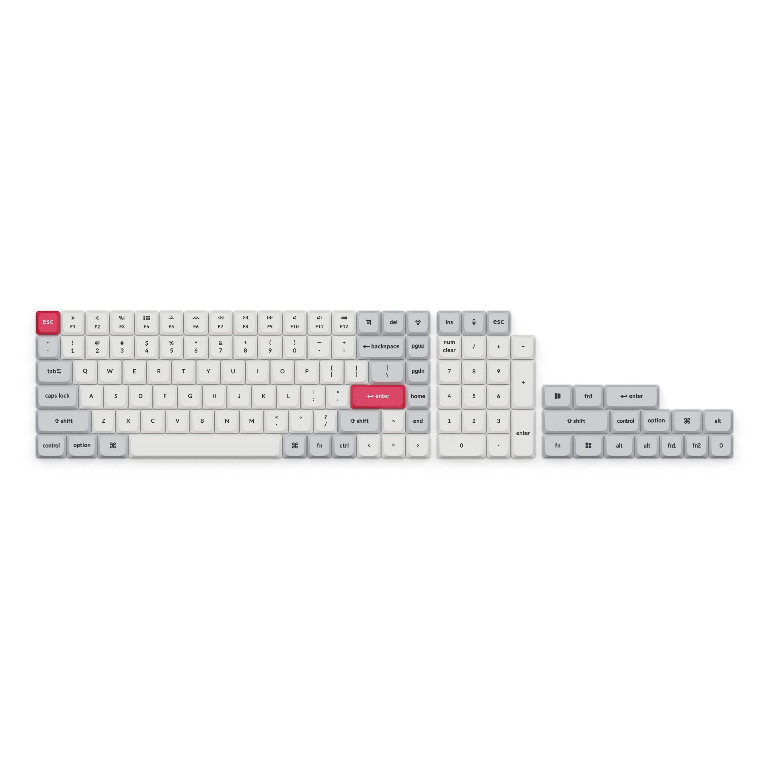 Low Profile Dye-Sub PBT LSA Full Set Keycap Set Light Gray And White
