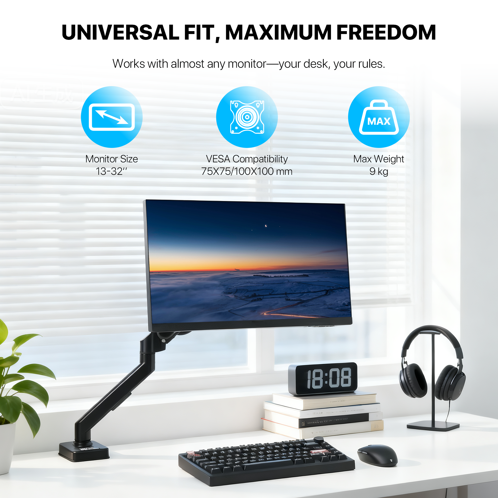 WorkStation MBS1 Single-Arm Monitor Bracket 90 Degree Tilt