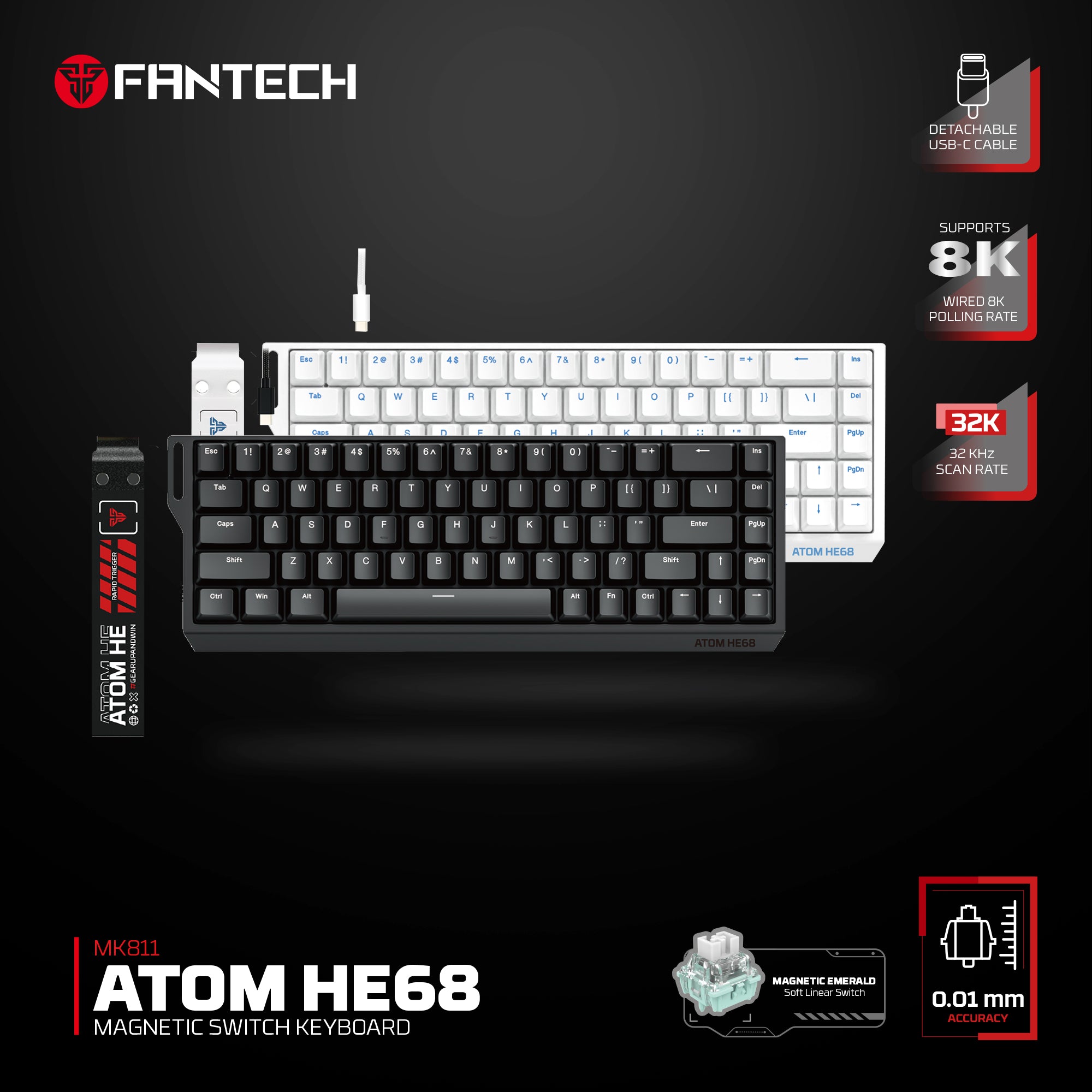 Fantech ATOM HE68 8K Wired Magnetic Keyboard