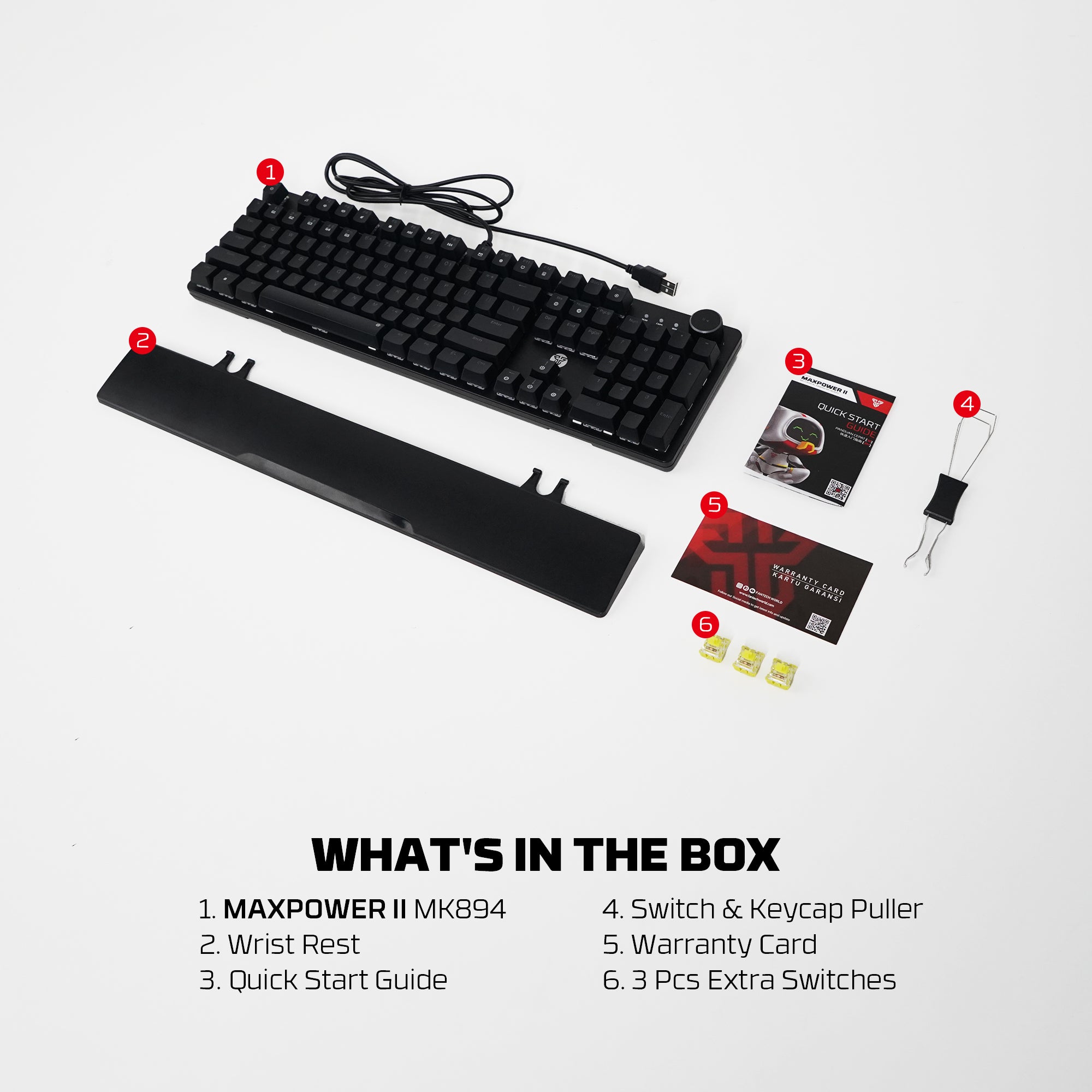 Fantech MAXPOWER II Wired Hot-Swap RGB Backlight Mechanical Keyboard with Wrist Rest