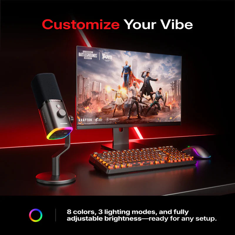 MAONO PD100W Wireless & USB Dynamic Microphone for Podcasting, Game Streaming (Desktop stand)