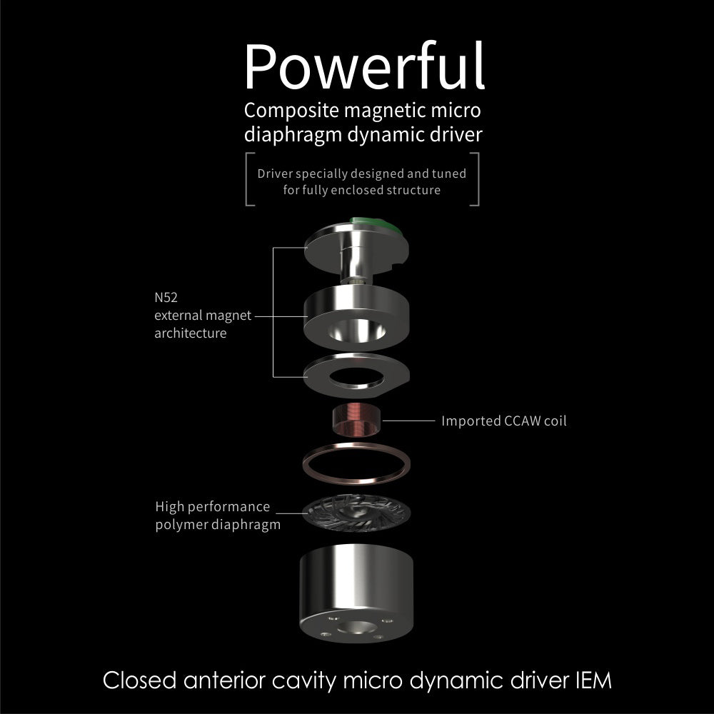 MOONDROP QUARKS 6mm Micro Dynamic Driver Wired IEM In-Ear Monitor Headphones with Mic