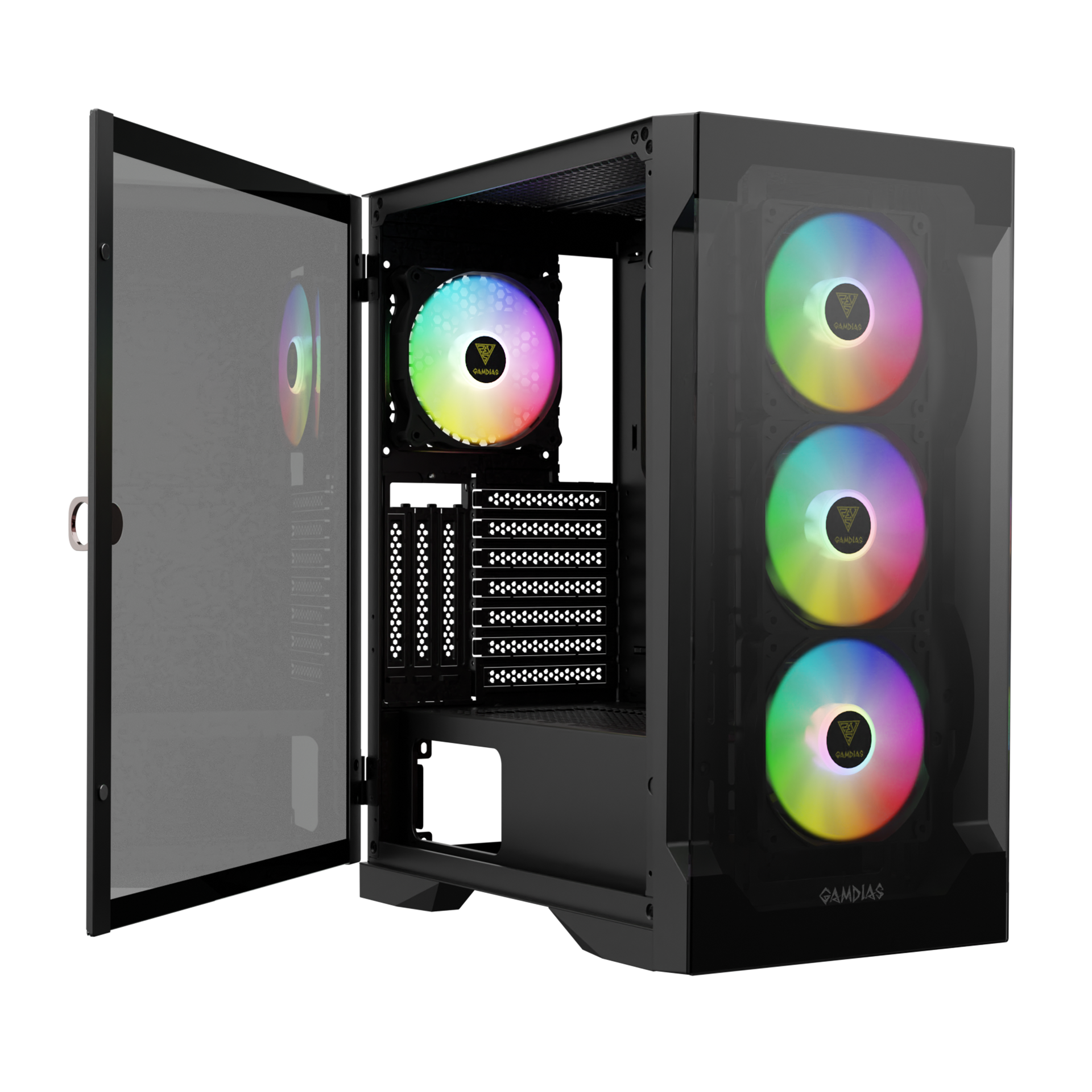 Gamdias Talos E2 ELITE Computer Case ATX Mid Tower Gaming PC Case with 4x ARGB Fans