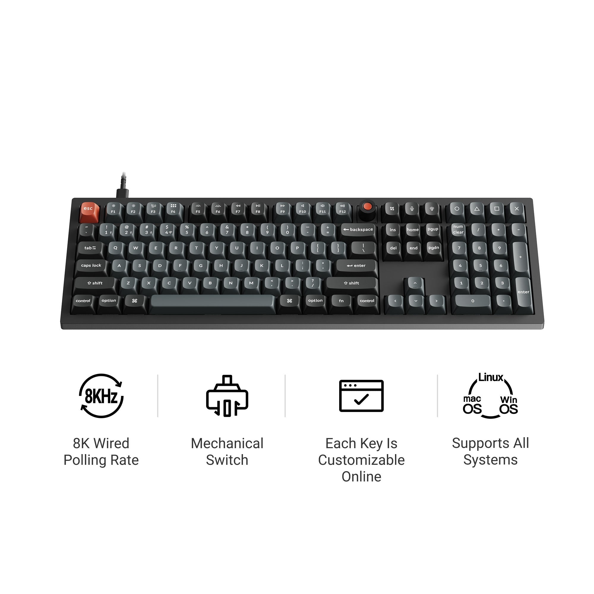 Keychron V6 8K QMK Wired Custom Mechanical Keyboard