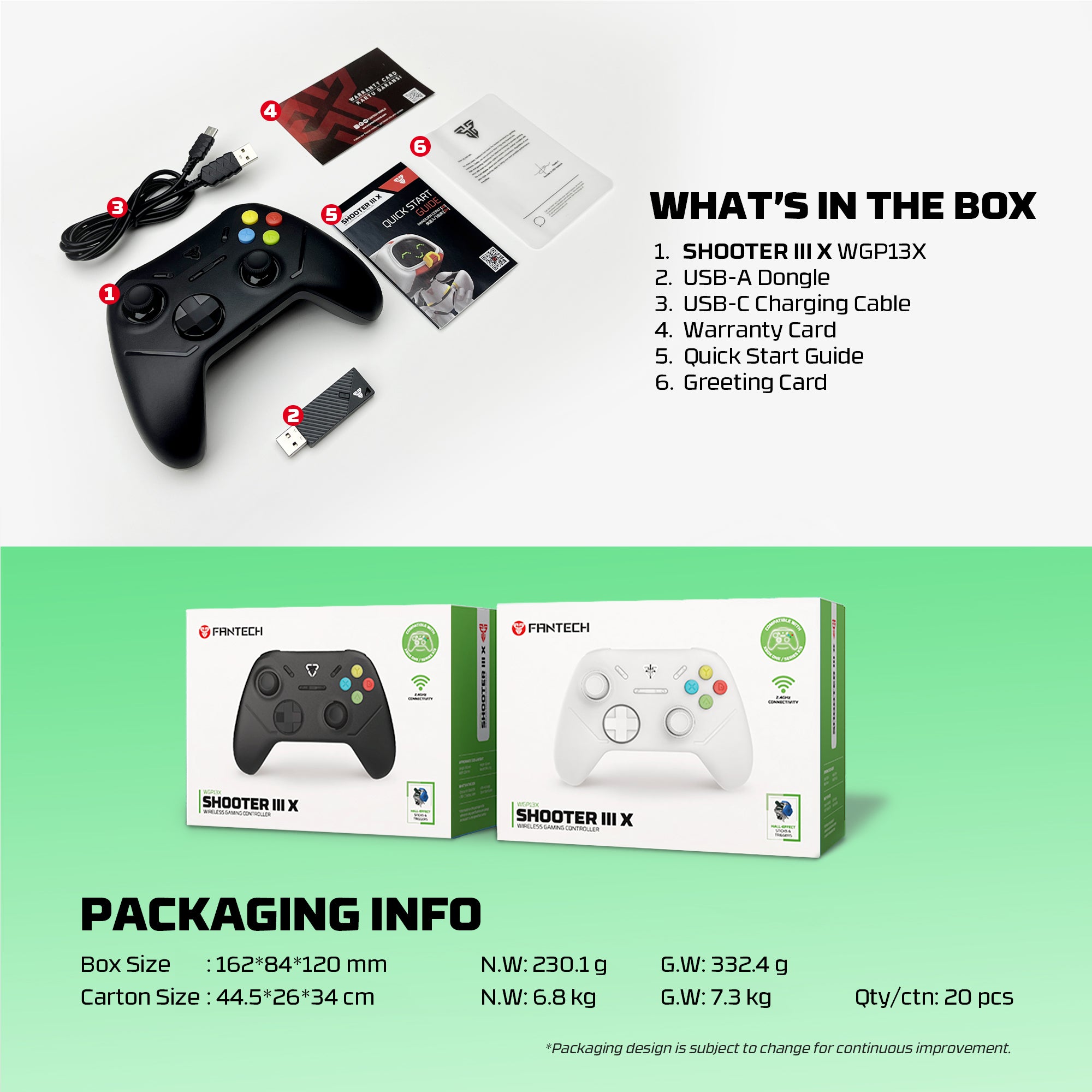 Fantech Shooter III X Wireless Gaming Controller Multi-platform Hall-Effect Gamepad for Xbox
