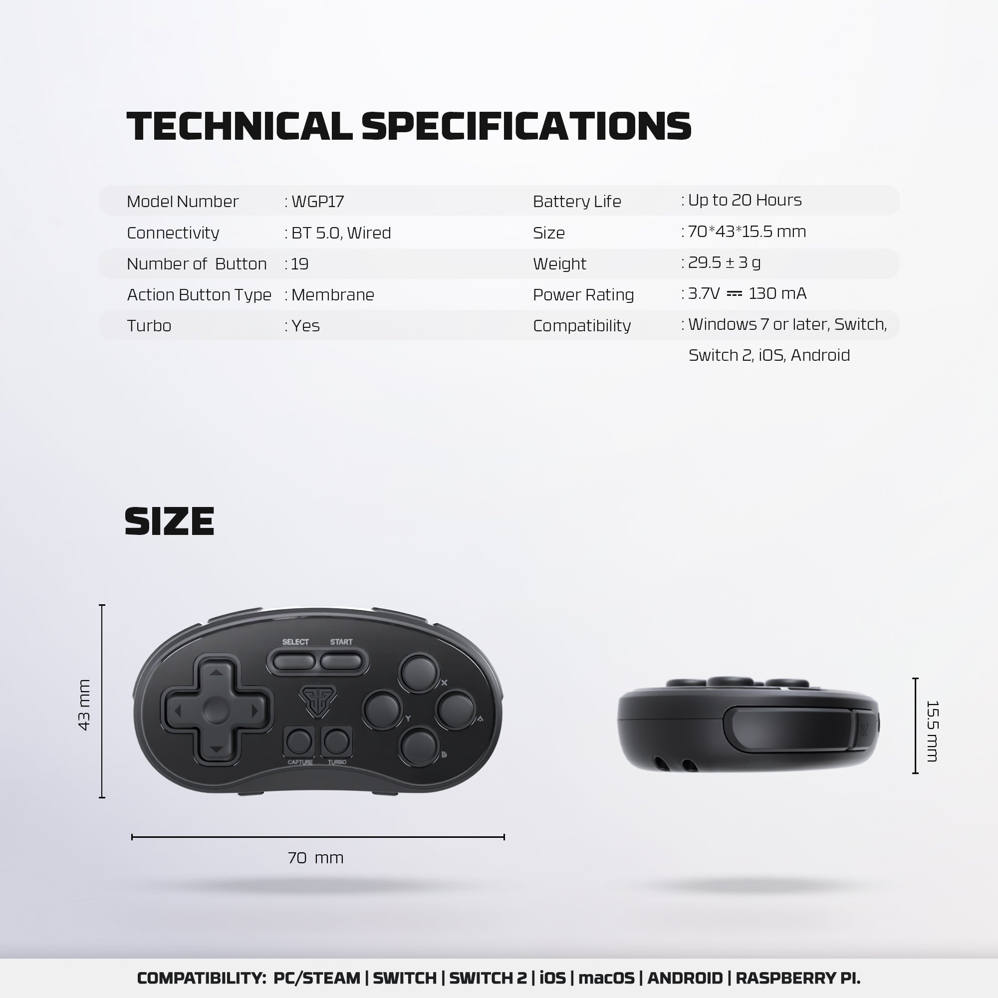 Fantech EOS MINI Bluetooth Pocket-Size Mini Gamepad Controller