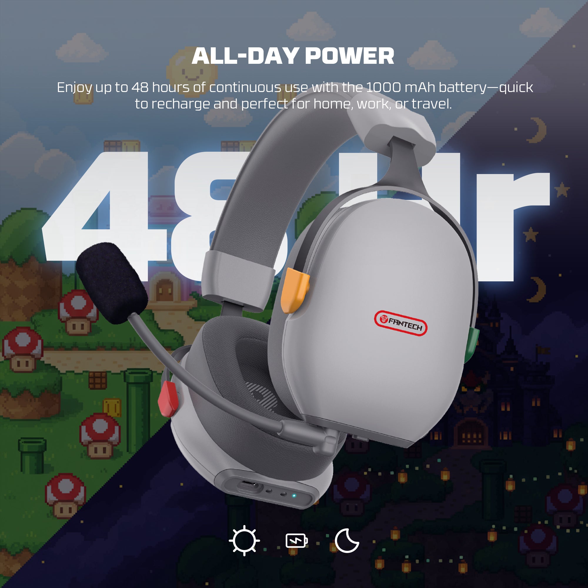 Fantech SUPER MAXFIT Wireless Bluetooth Wired Headset with Detachable Mic