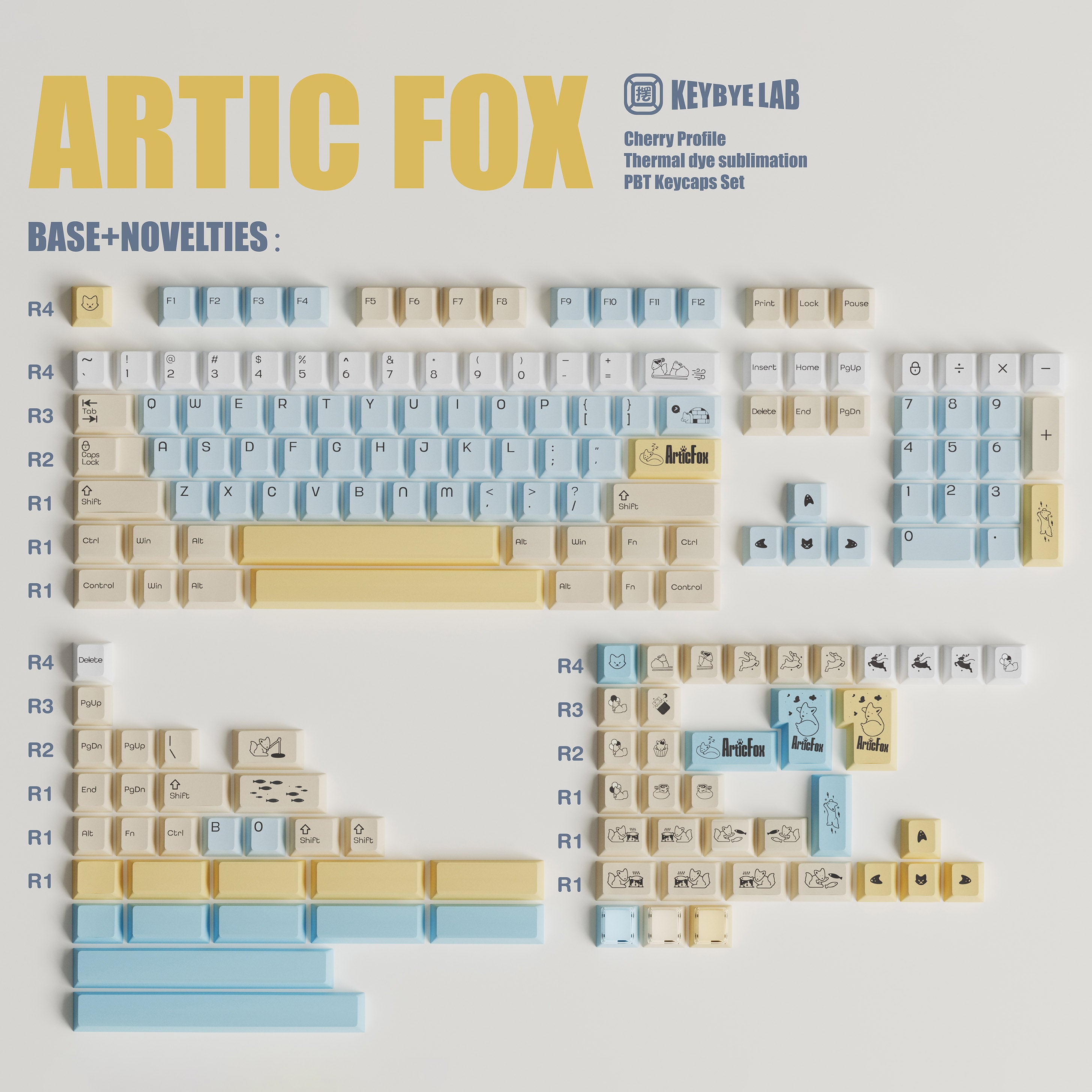KeyByeLab Artic Fox Cherry Profile PBT+PC Keycap Set with Transparent Keycap