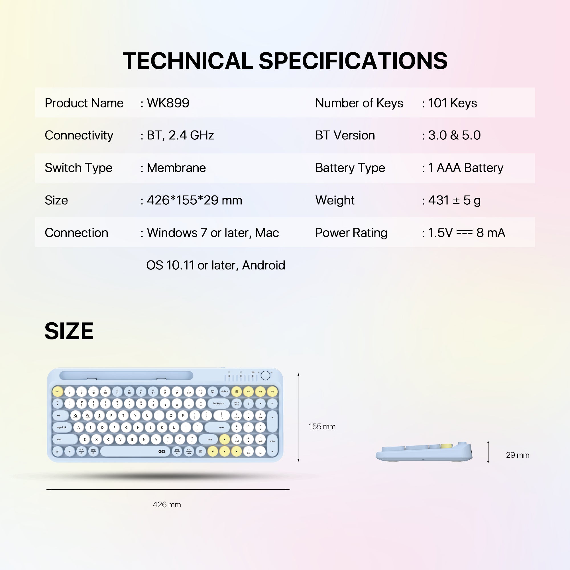 Fantech GO MOCHI101 95% Wireless Keyboard and Mouse Combo Computer Keyboard Set
